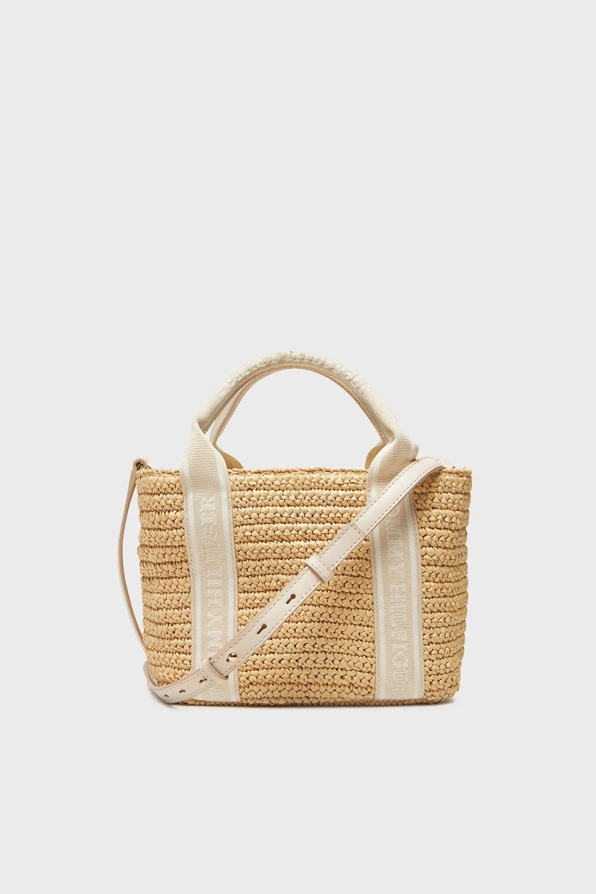 Tommy Hilfiger Logolu Çıkarılabilir Askılı Hasır Bayan Çanta AW0AW17199 AA8 BEJ - 7