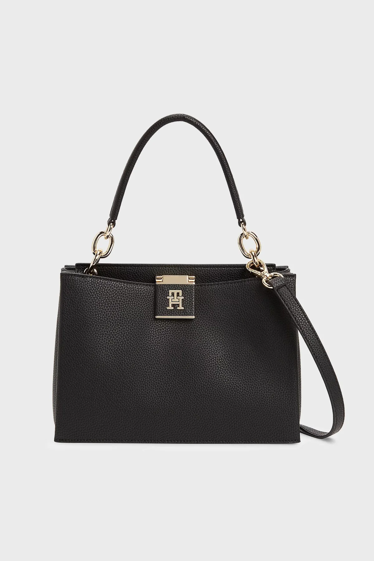 Tommy Hilfiger Logolu Çıkarılabilir Askılı Kadın Çanta AW0AW17191 BDS SİYAH - 1