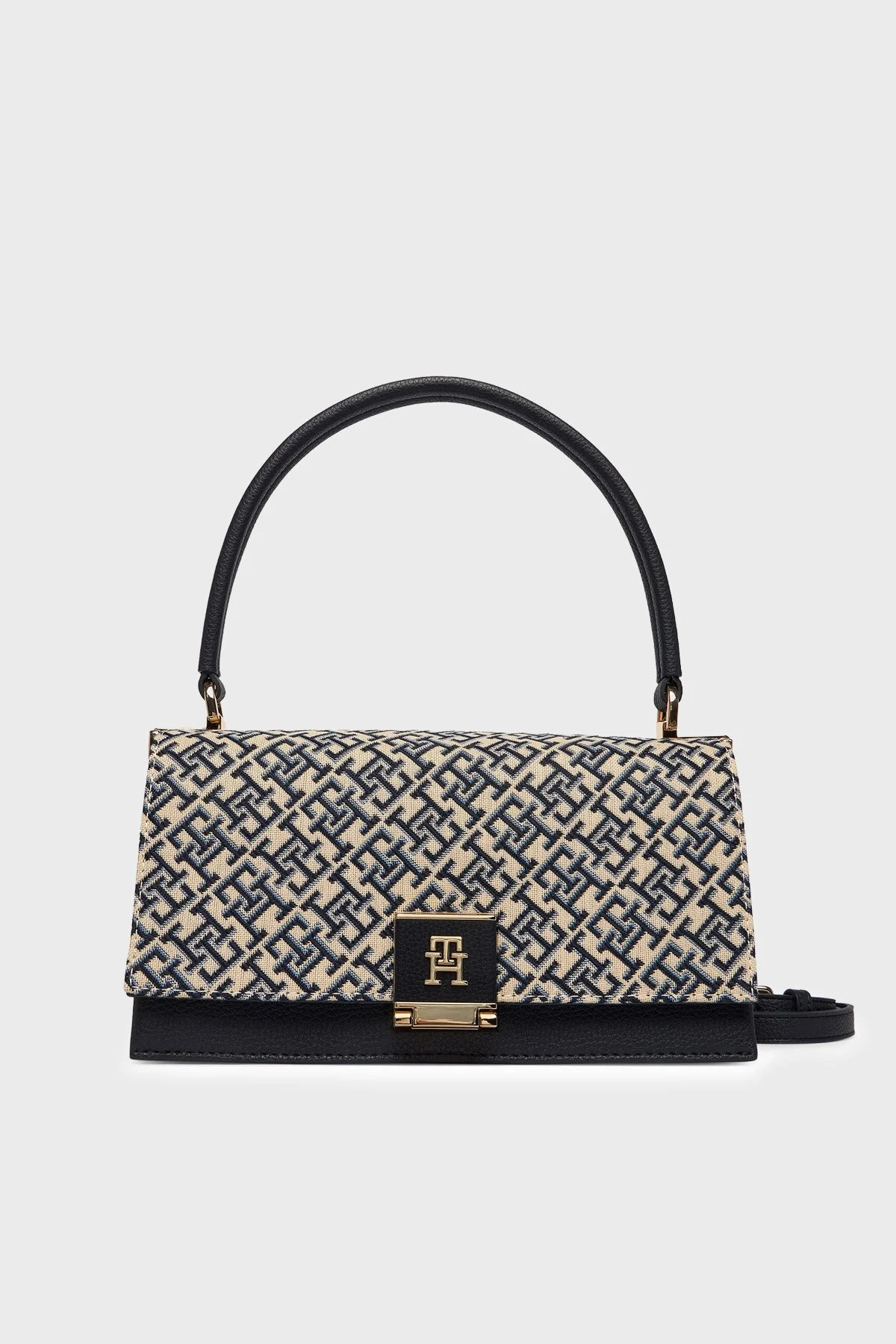 Tommy Hilfiger Logolu Çıkarılabilir Askılı Kadın Çanta AW0AW18638 0GY BEJ-MAVİ - 1