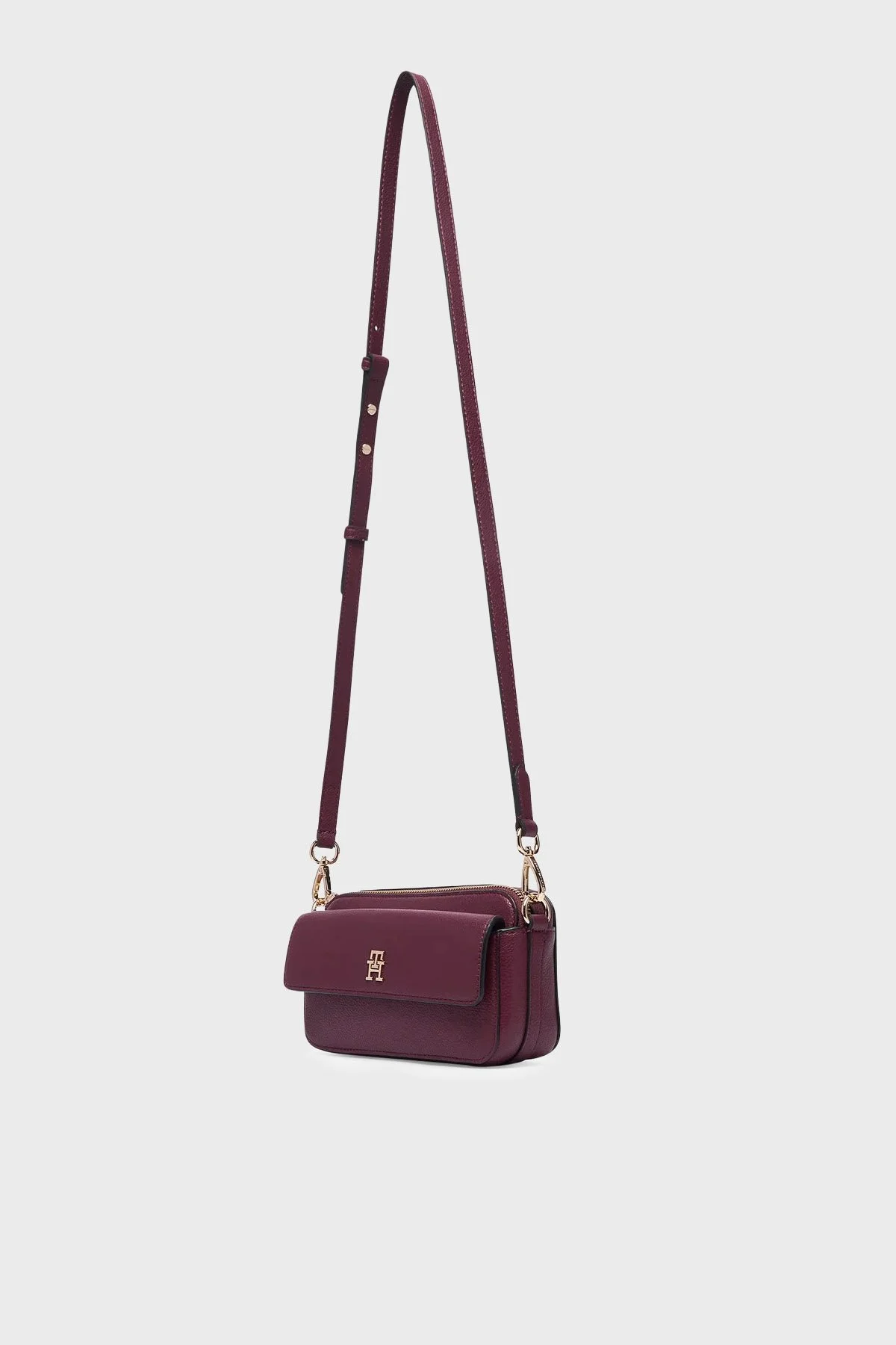 Tommy Hilfiger Logolu Çıkarılabilir Askılı Kadın Çanta AW0AW18721 GNE Bordo - 4
