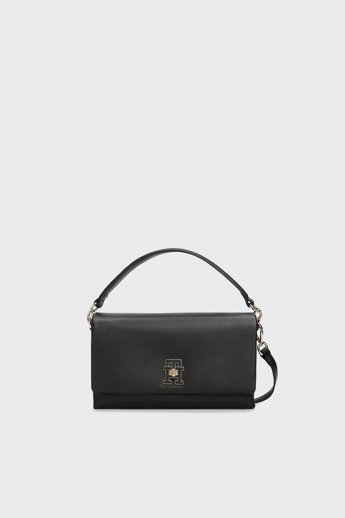 Tommy Hilfiger Logolu Çıkarılabilir Askılı Küçük Bayan Çanta AW0AW17465 BDS SİYAH - 1