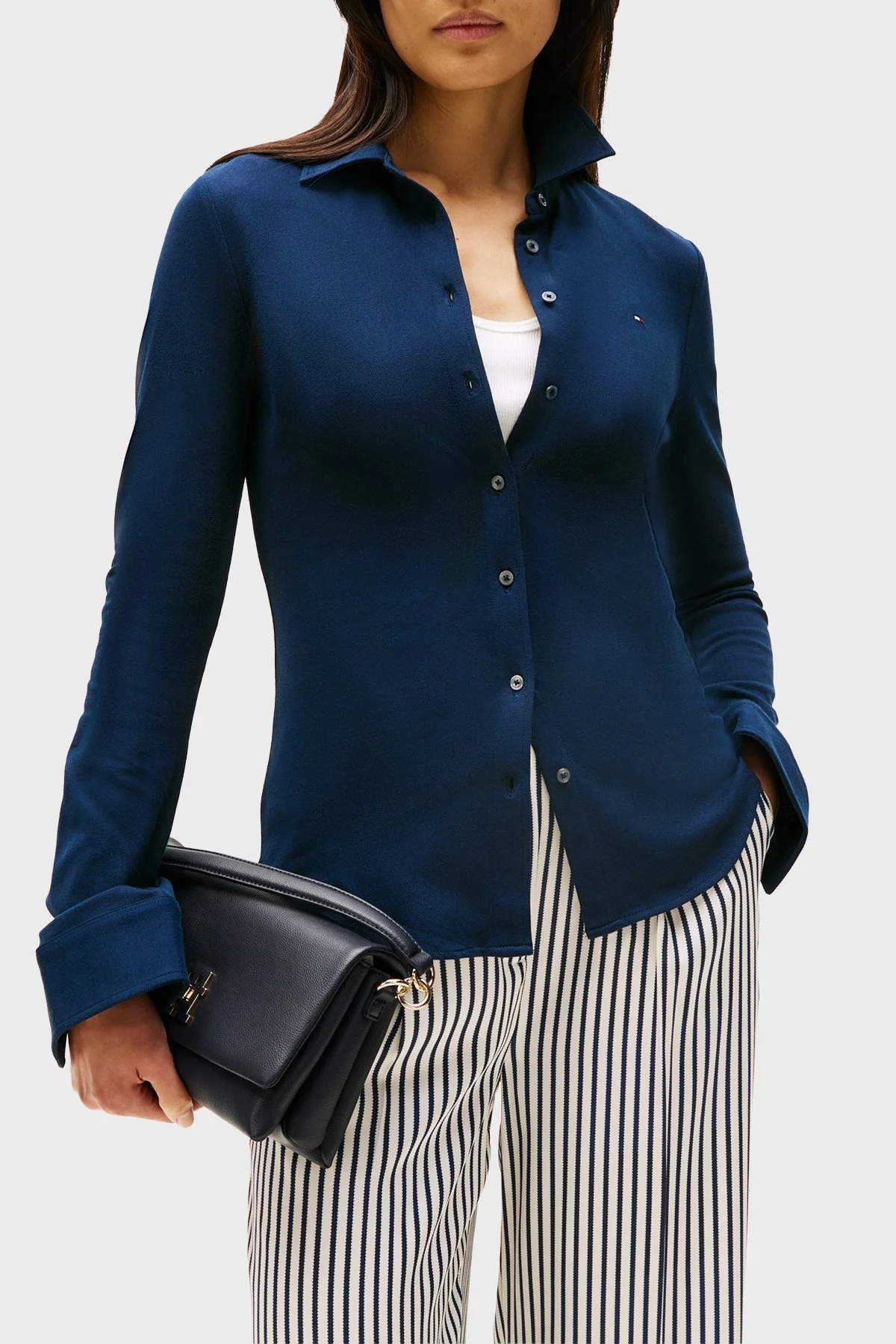 Tommy Hilfiger Logolu Çıkarılabilir Askılı Küçük Bayan Çanta AW0AW17465 DW6 LACİVERT - 2