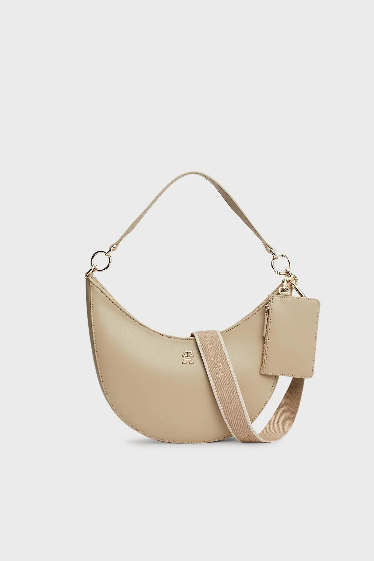 Tommy Hilfiger Logolu Çıkarılabilir Askılı Mini Cüzdanlı Bayan Çanta AW0AW16437 AEG BEJ - 1