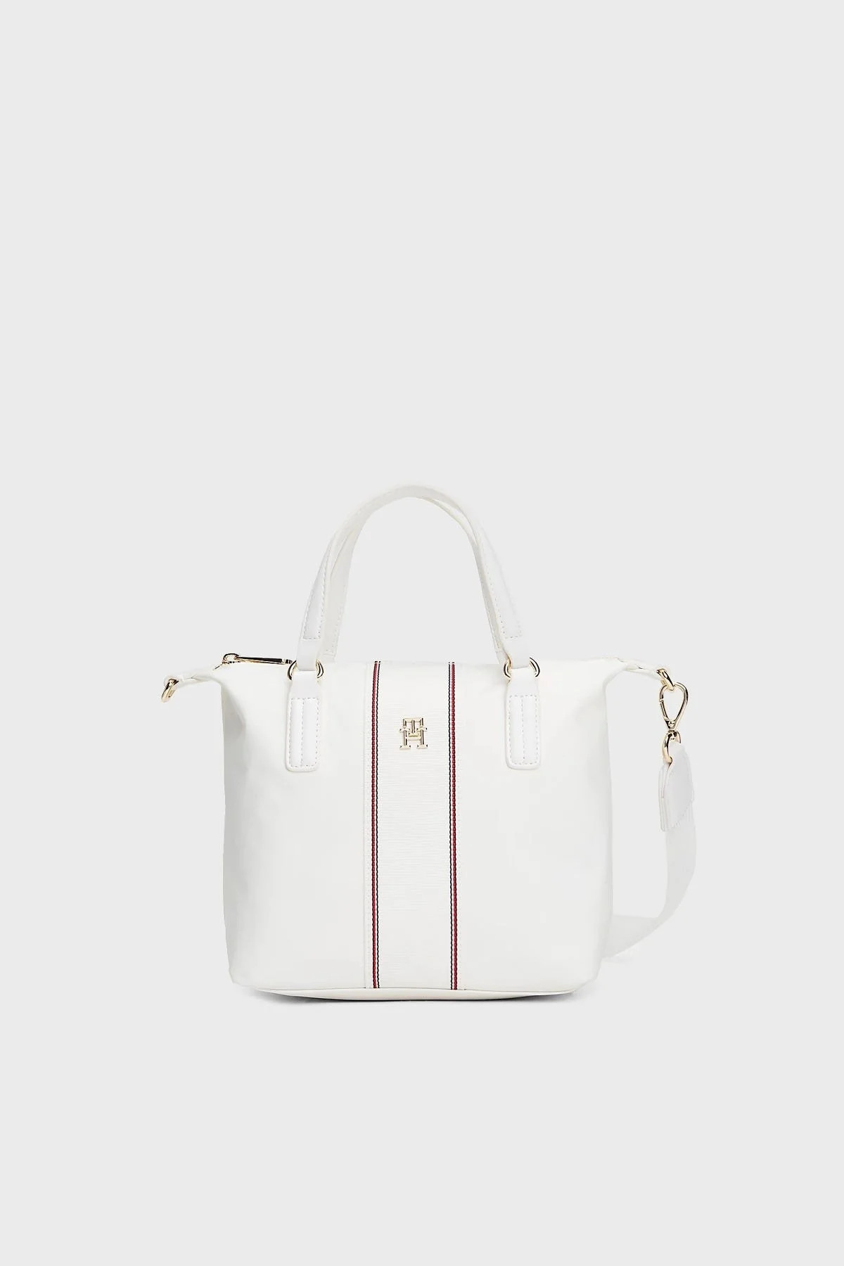 Tommy Hilfiger Logolu Çıkarılabilir Askılı Small Tote Bayan Çanta AW0AW17204 YBL BEYAZ - 1