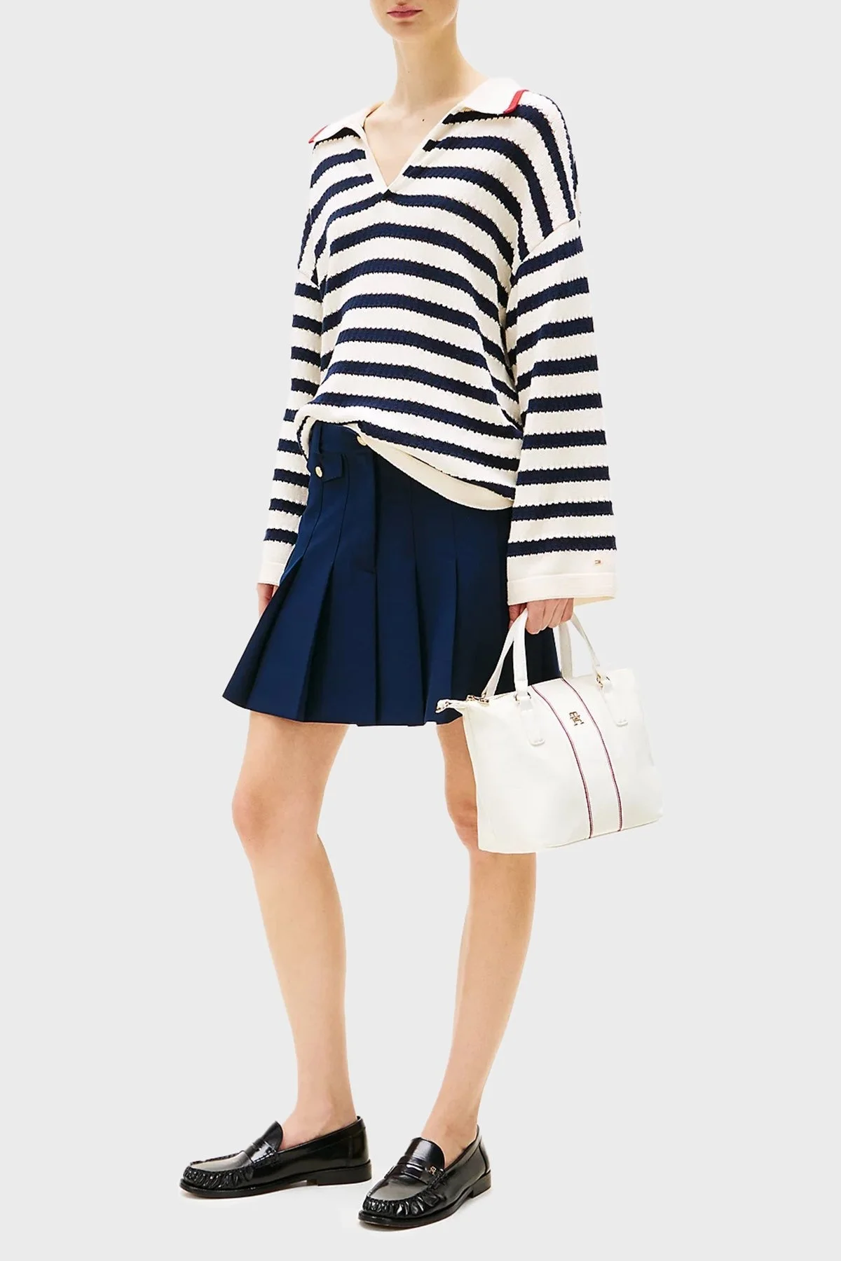 Tommy Hilfiger Logolu Çıkarılabilir Askılı Small Tote Bayan Çanta AW0AW17204 YBL BEYAZ - 2