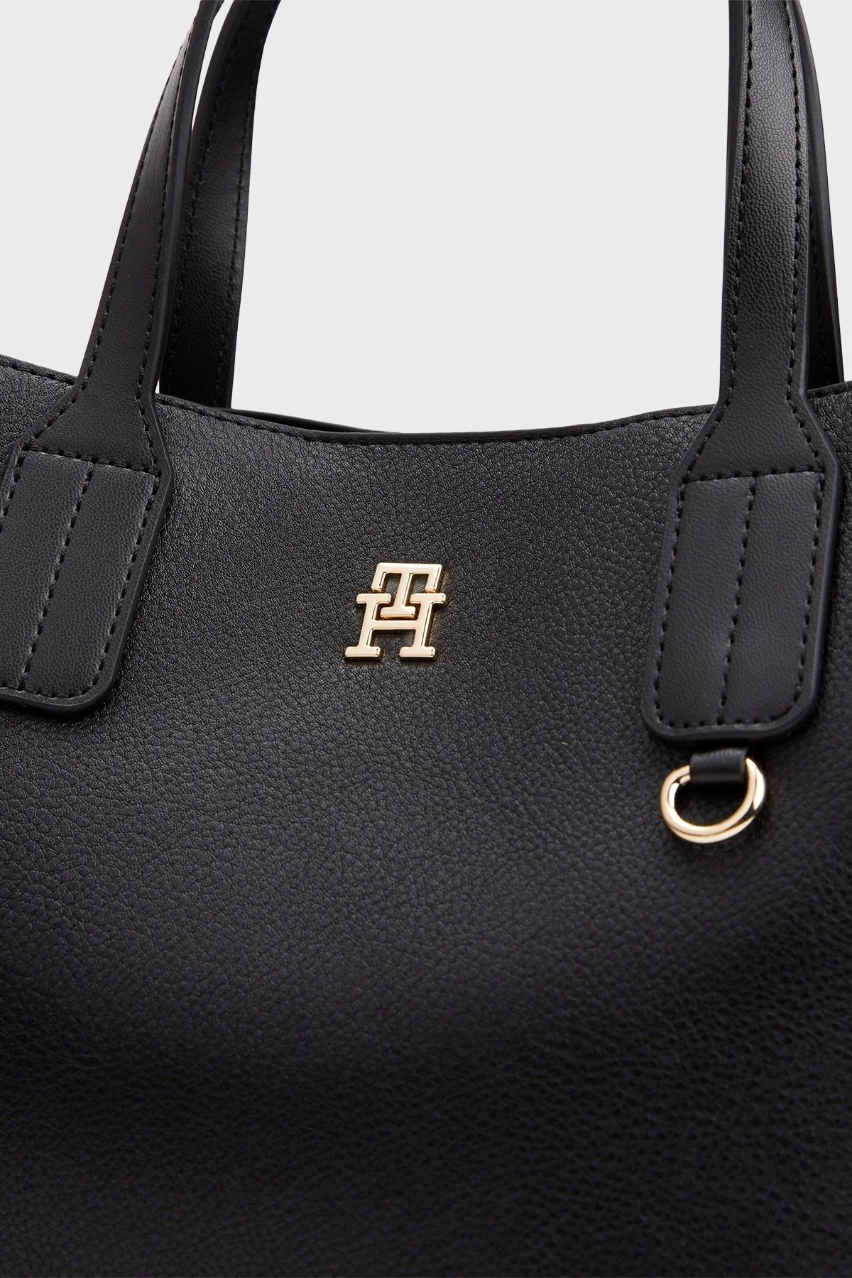 Tommy Hilfiger Logolu Çıkarılabilir Askılı Tote Bayan Çanta AW0AW17459 BDS SİYAH - 5