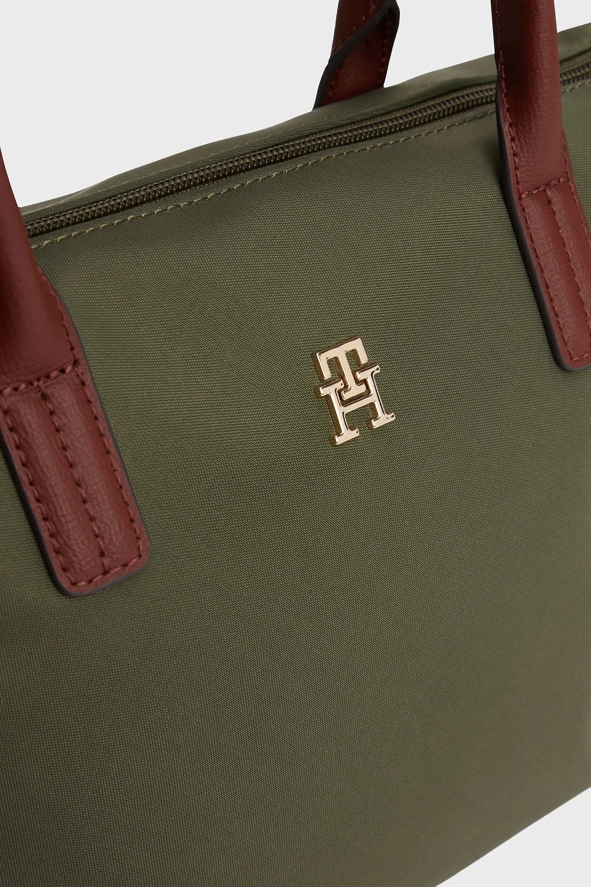 Tommy Hilfiger Logolu Çıkarılabilir Askılı Tote Bayan Çanta AW0AW17709 MT1 YEŞİL - 5