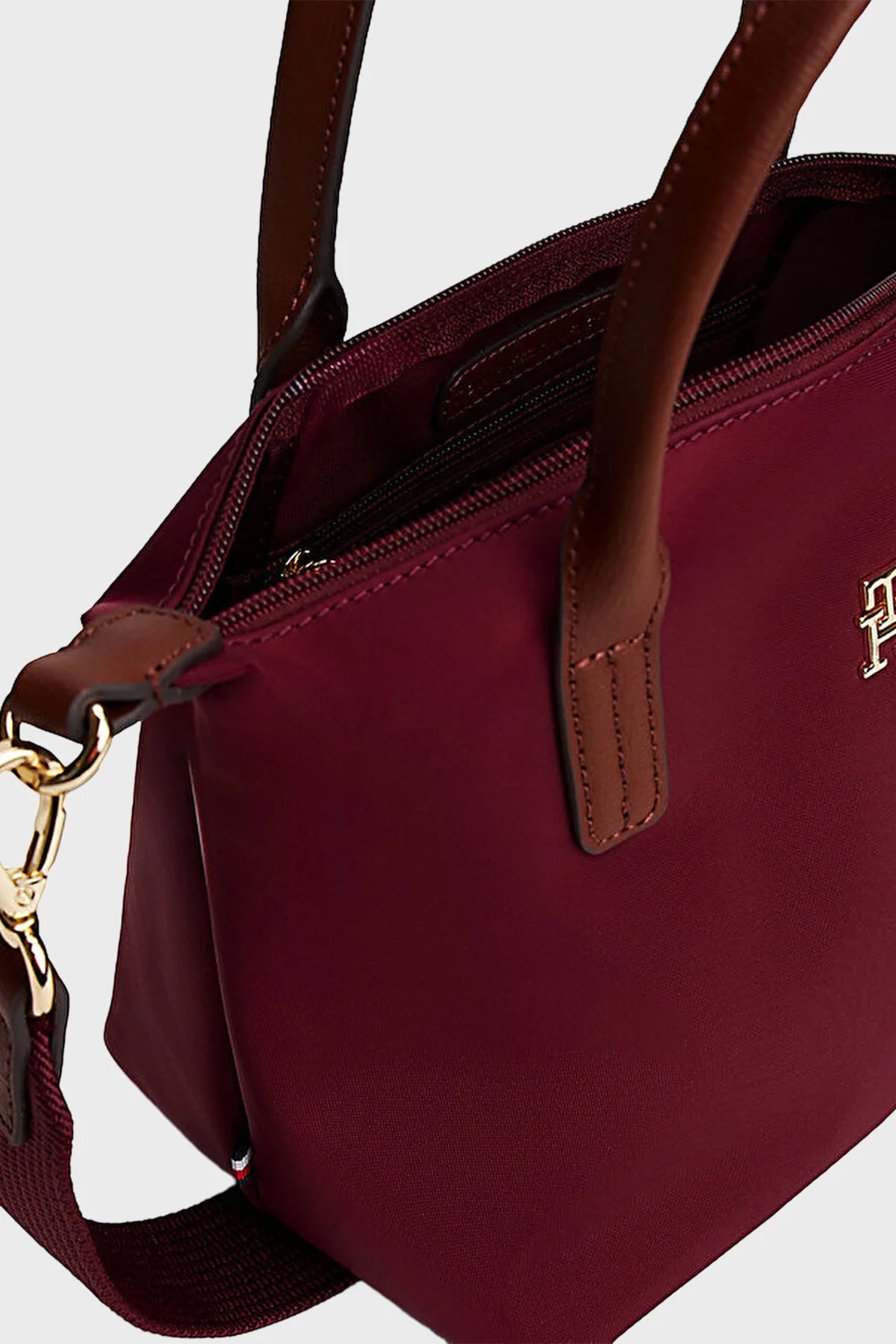 Tommy Hilfiger Logolu Çıkarılabilir Askılı Tote Bayan Çanta AW0AW17709 VLP BORDO - 4