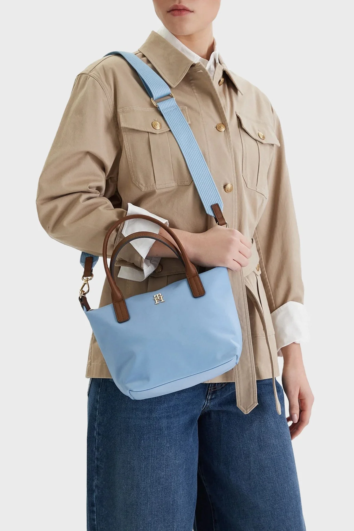 Tommy Hilfiger Logolu Çıkarılabilir Askılı Tote Kadın Çanta AW0AW17709 C1Y MAVİ - 2