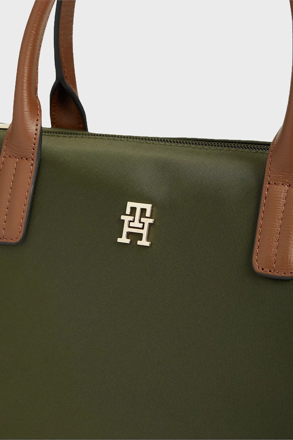Tommy Hilfiger Logolu Çıkarılabilir Askılı Tote Kadın Çanta AW0AW17709 MRZ Koyu yeşil - 3