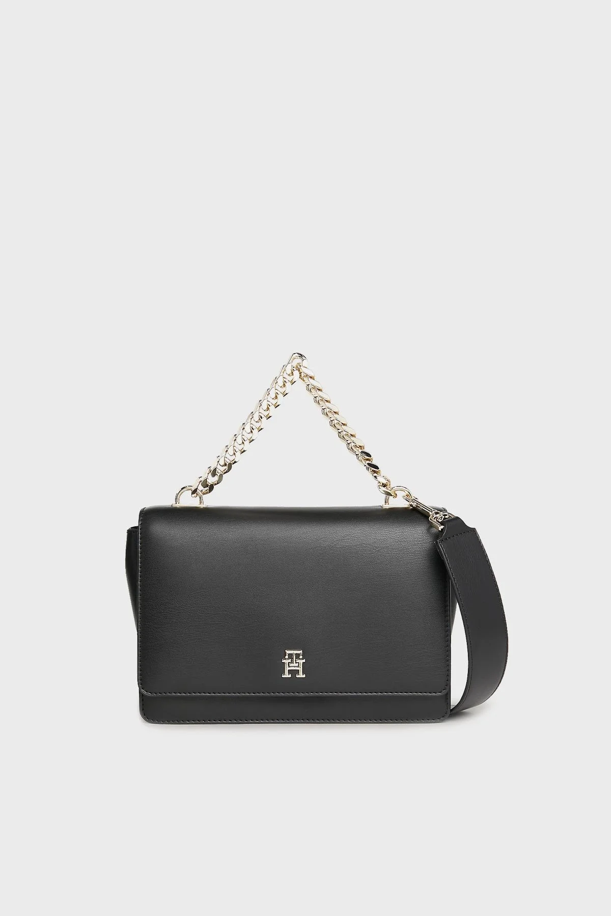 Tommy Hilfiger Logolu Çıkarılabilir Askılı Zincirli Bayan Çanta AW0AW15725 BDS SİYAH - 1