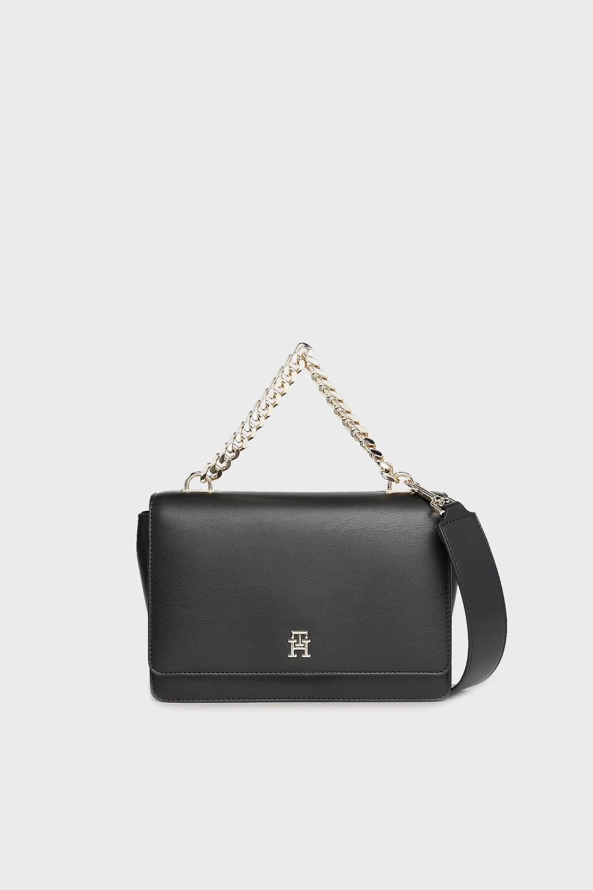 Tommy Hilfiger Logolu Çıkarılabilir Askılı Zincirli Bayan Çanta AW0AW15725 BDS SİYAH - 3