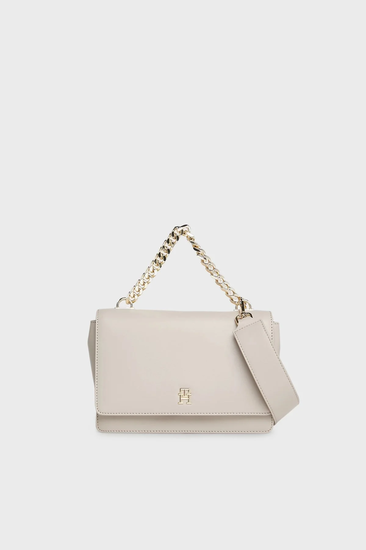 Tommy Hilfiger Logolu Çıkarılabilir Askılı Zincirli Bayan Çanta AW0AW15725 PKB GRİ - 1