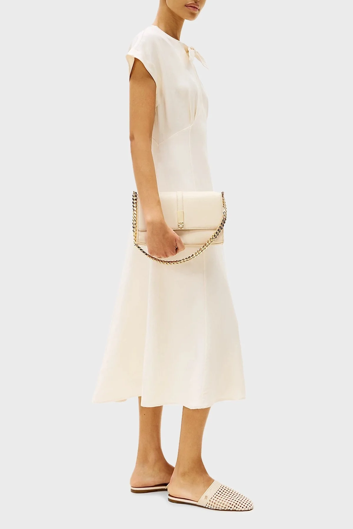 Tommy Hilfiger Logolu Çıkarılabilir Kalın Zincir Askılı Bayan Çanta AW0AW17223 AA8 BEJ - 7