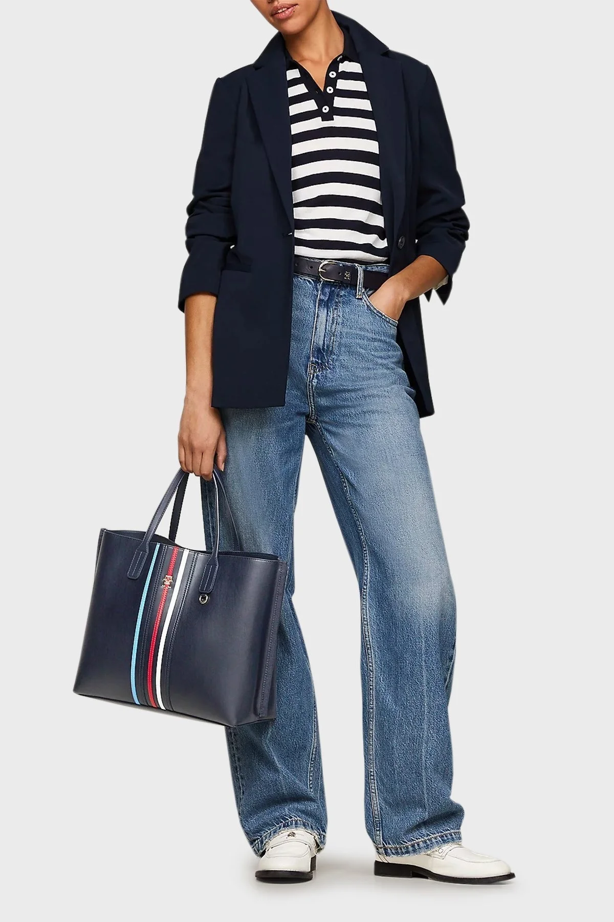 Tommy Hilfiger Logolu Çıkarılabilir Omuz Askılı Bayan Çanta AW0AW16409 DW6 LACİVERT - 2