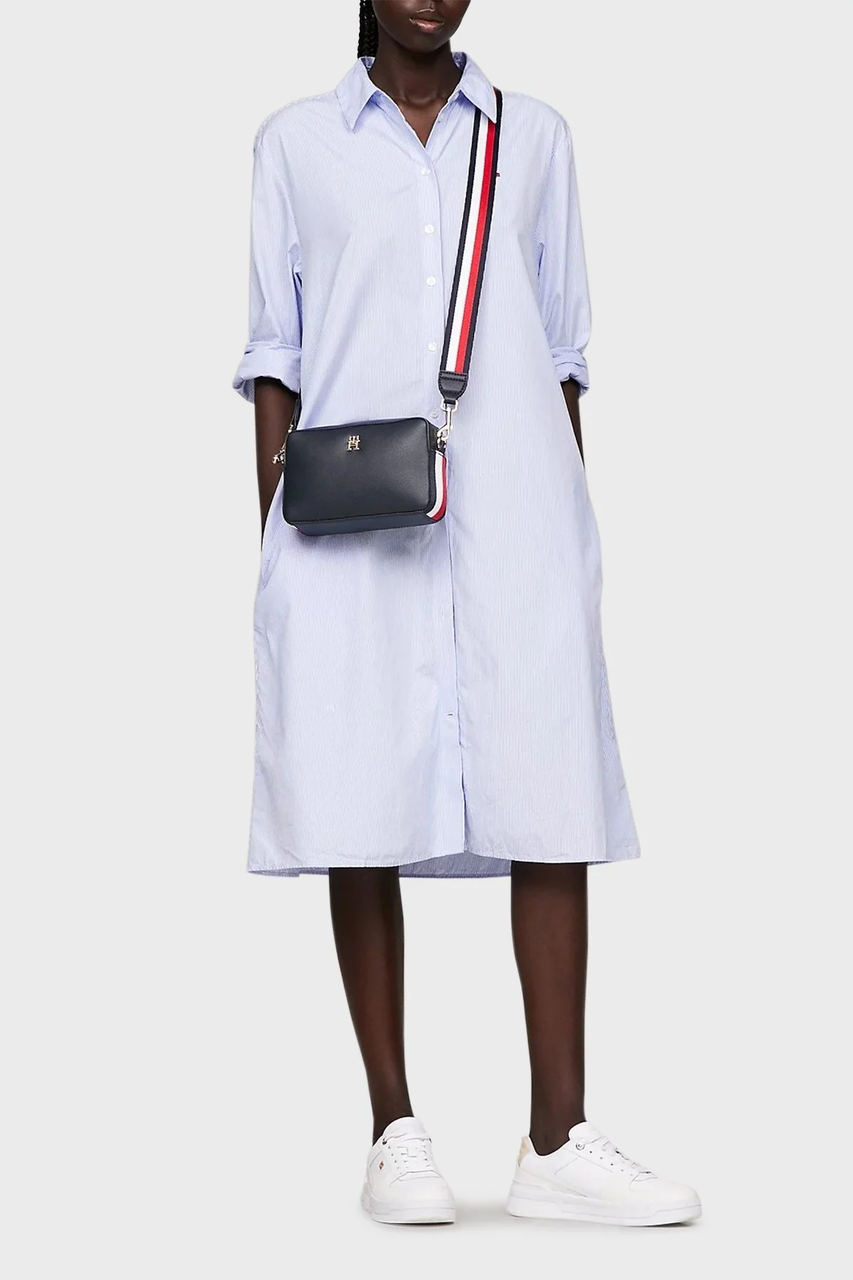 Tommy Hilfiger Logolu Çıkarılabilir Omuz Askılı Fermuarlı Bayan Çanta AW0AW15707 DW6 LACİVERT - 2
