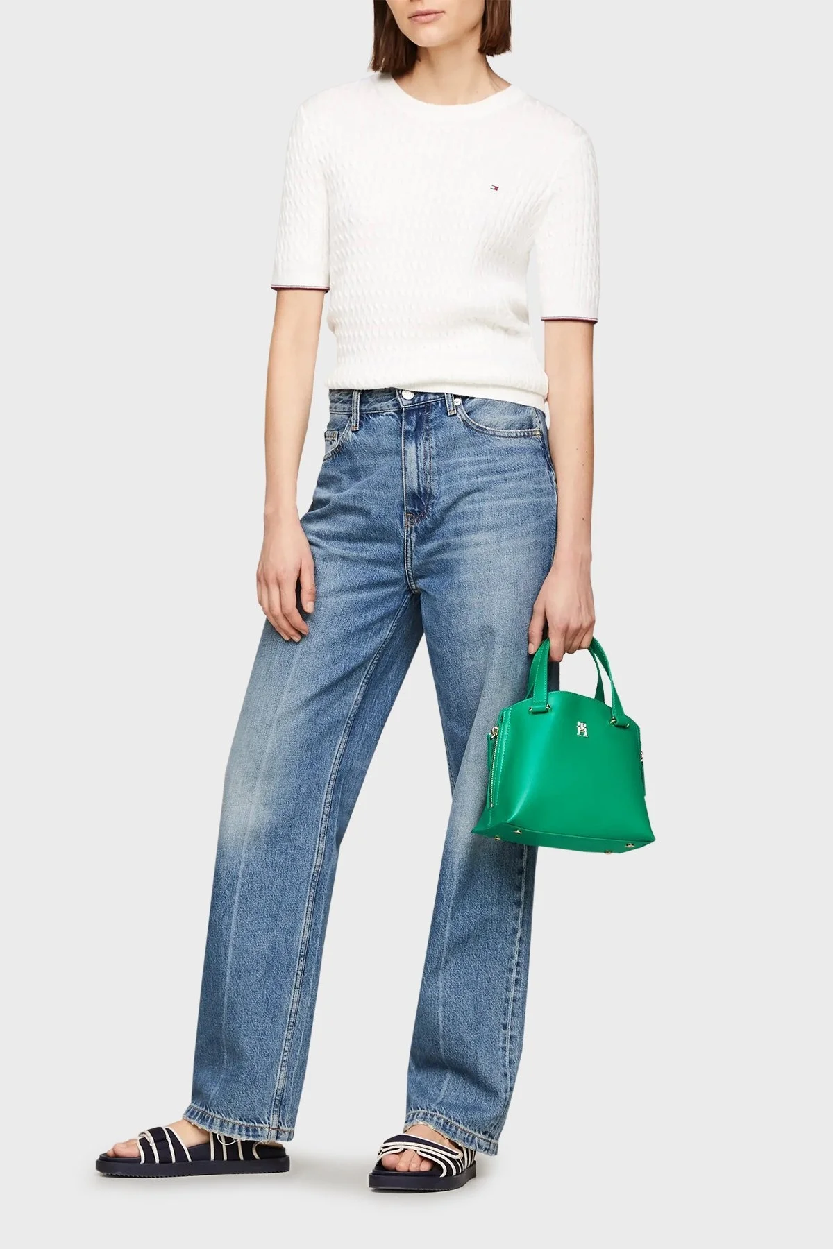 Tommy Hilfiger Logolu Çıkarılabilir Uzatma Askılı Bayan Çanta AW0AW15968 L4B YEŞİL - 2