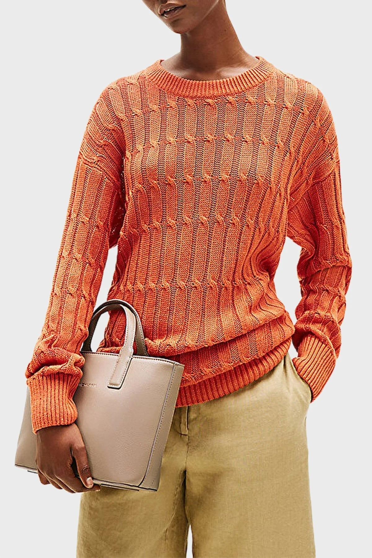 Tommy Hilfiger Logolu Çıkarılabilir ve Ayarlanabilir Askılı Büyük Bayan Çanta AW0AW17448 AFE BEJ - 2