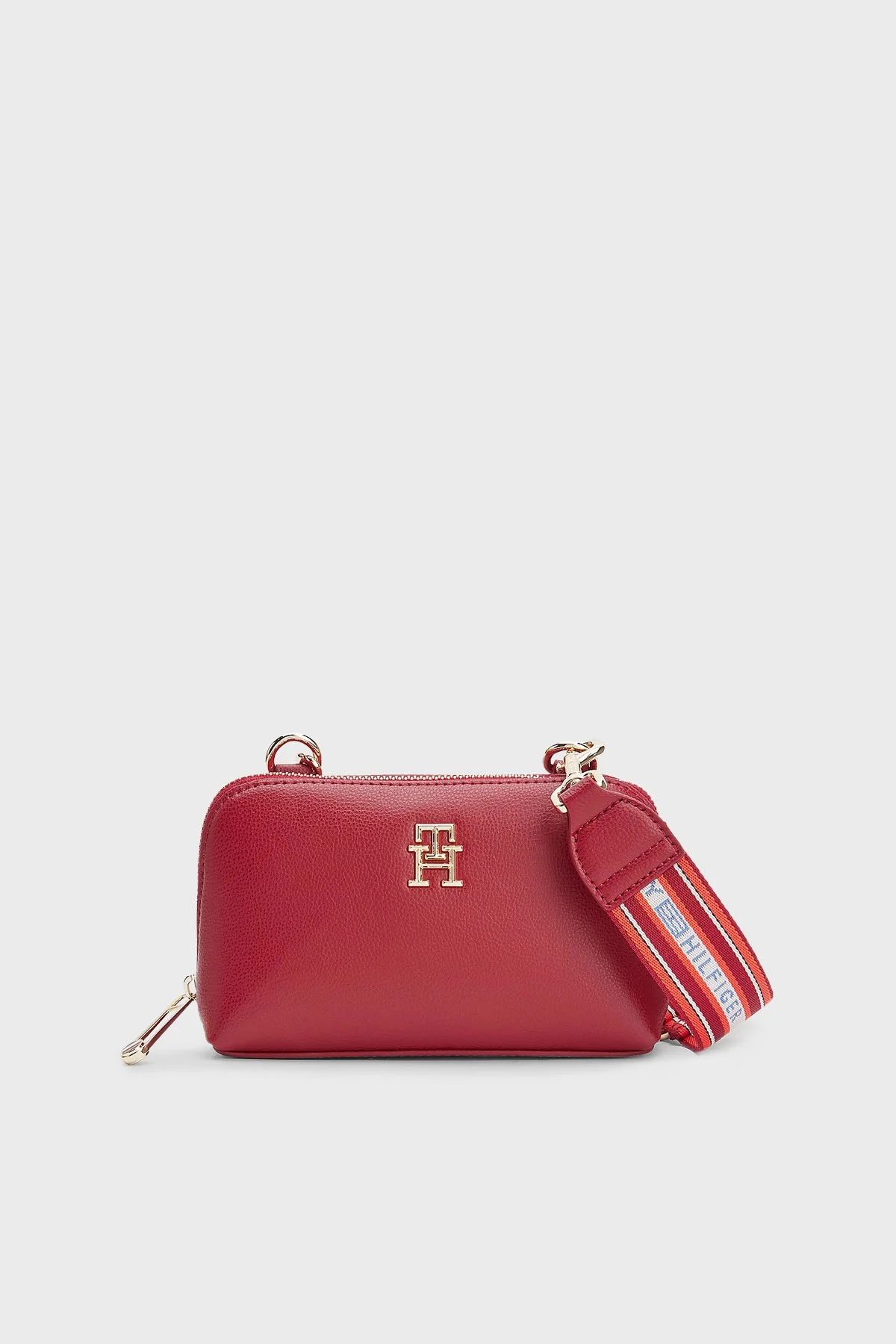 Tommy Hilfiger Logolu Çıkartılabilir Uzatma Askılı Bayan Çanta AW0AW14169 XIT BORDO - 1