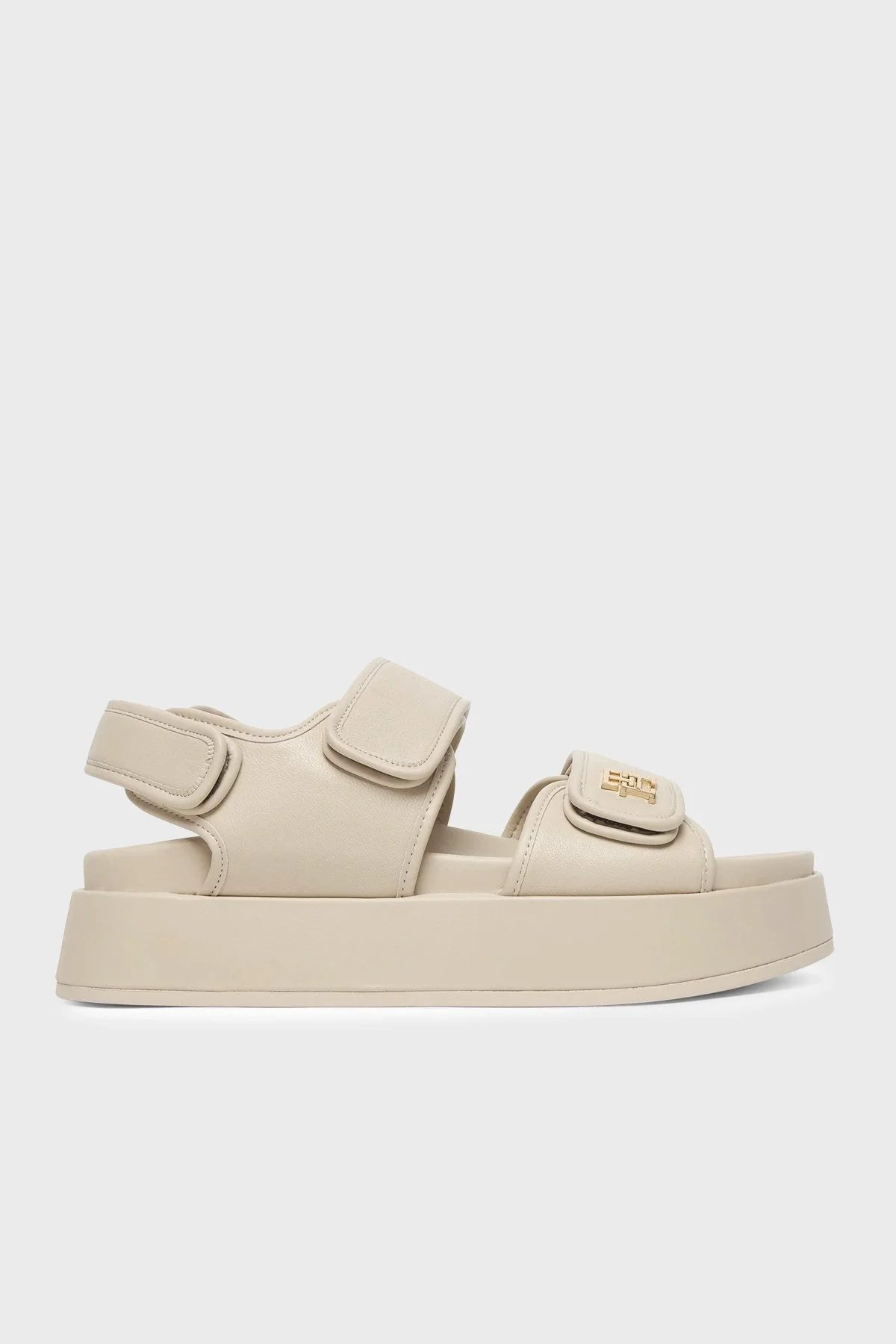 Tommy Hilfiger Logolu Cırt Cırtlı Kadın Sandalet FW0FW09119 ACI BEJ - 1