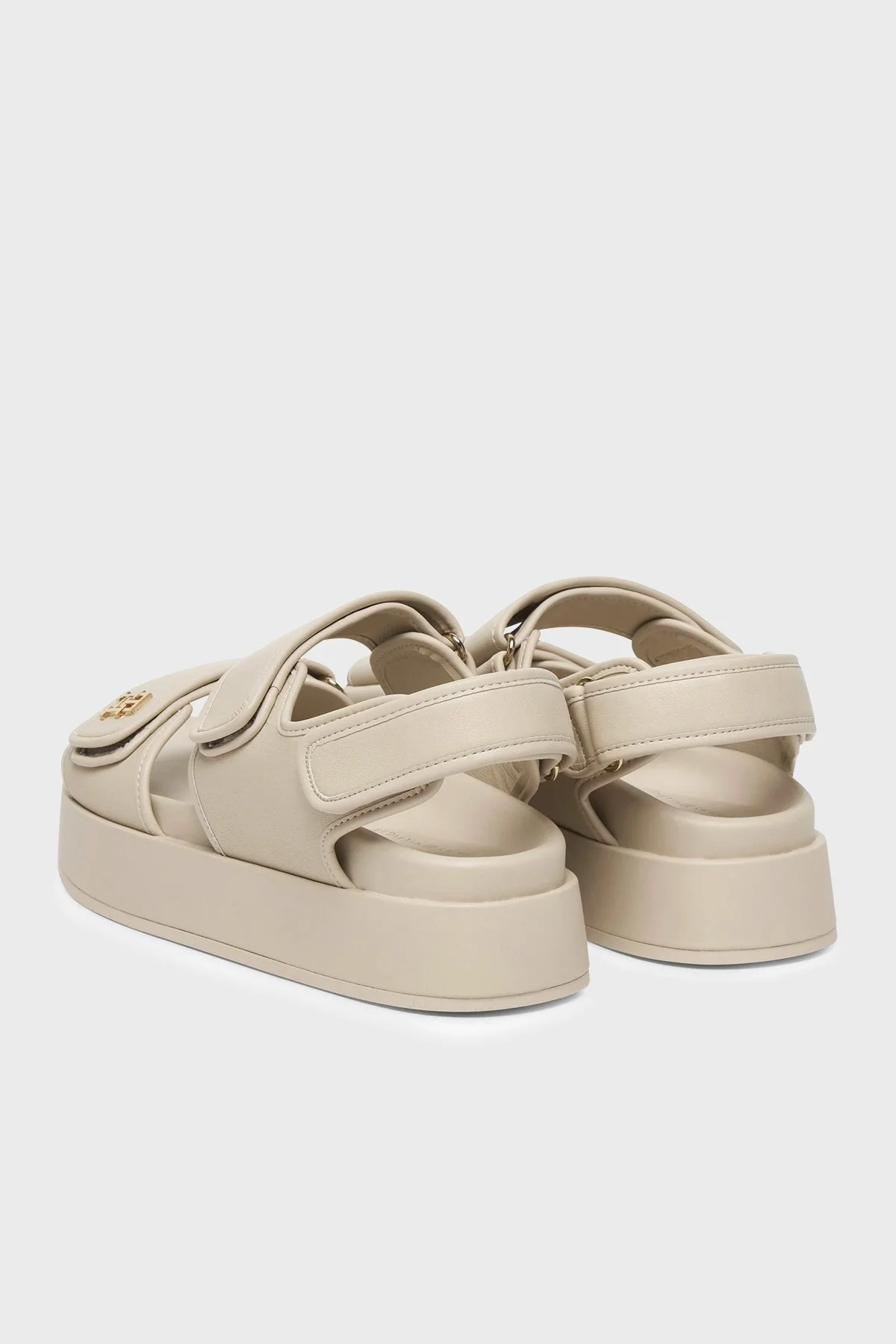 Tommy Hilfiger Logolu Cırt Cırtlı Kadın Sandalet FW0FW09119 ACI BEJ - 4