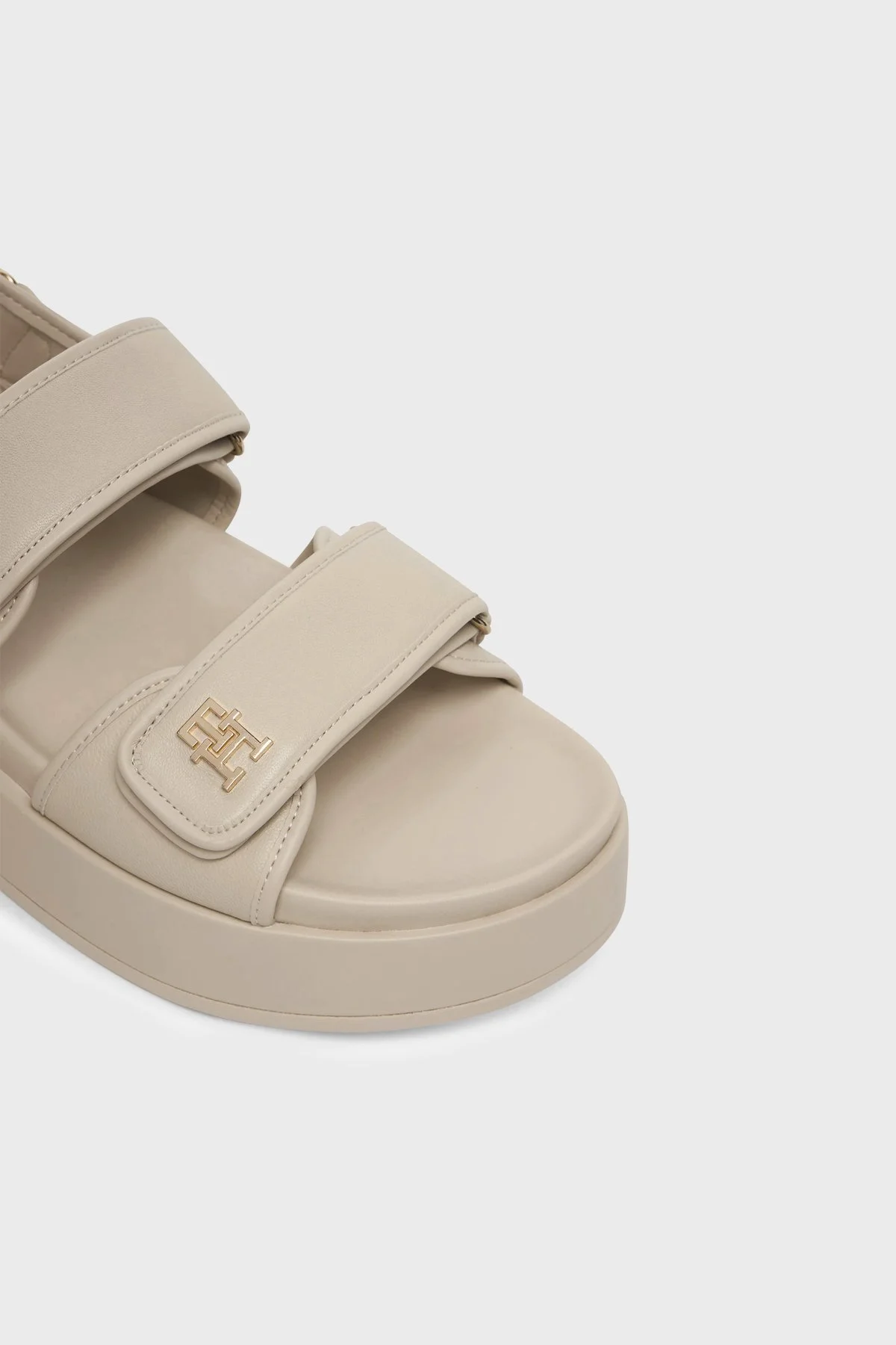 Tommy Hilfiger Logolu Cırt Cırtlı Kadın Sandalet FW0FW09119 ACI BEJ - 6