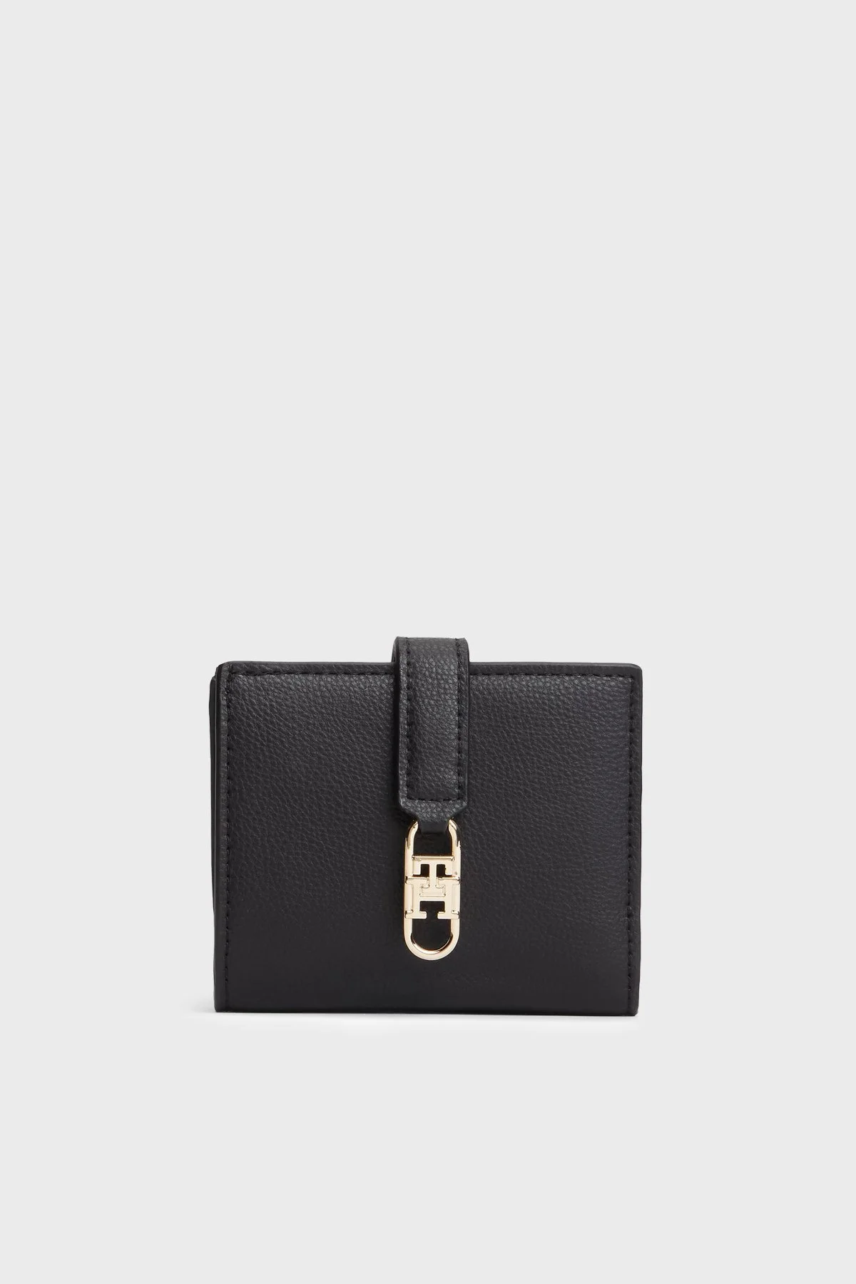 Tommy Hilfiger Logolu Çıtçıtlı ve Fermuarlı Kadın Cüzdan AW0AW18934 BDS Siyah - 1
