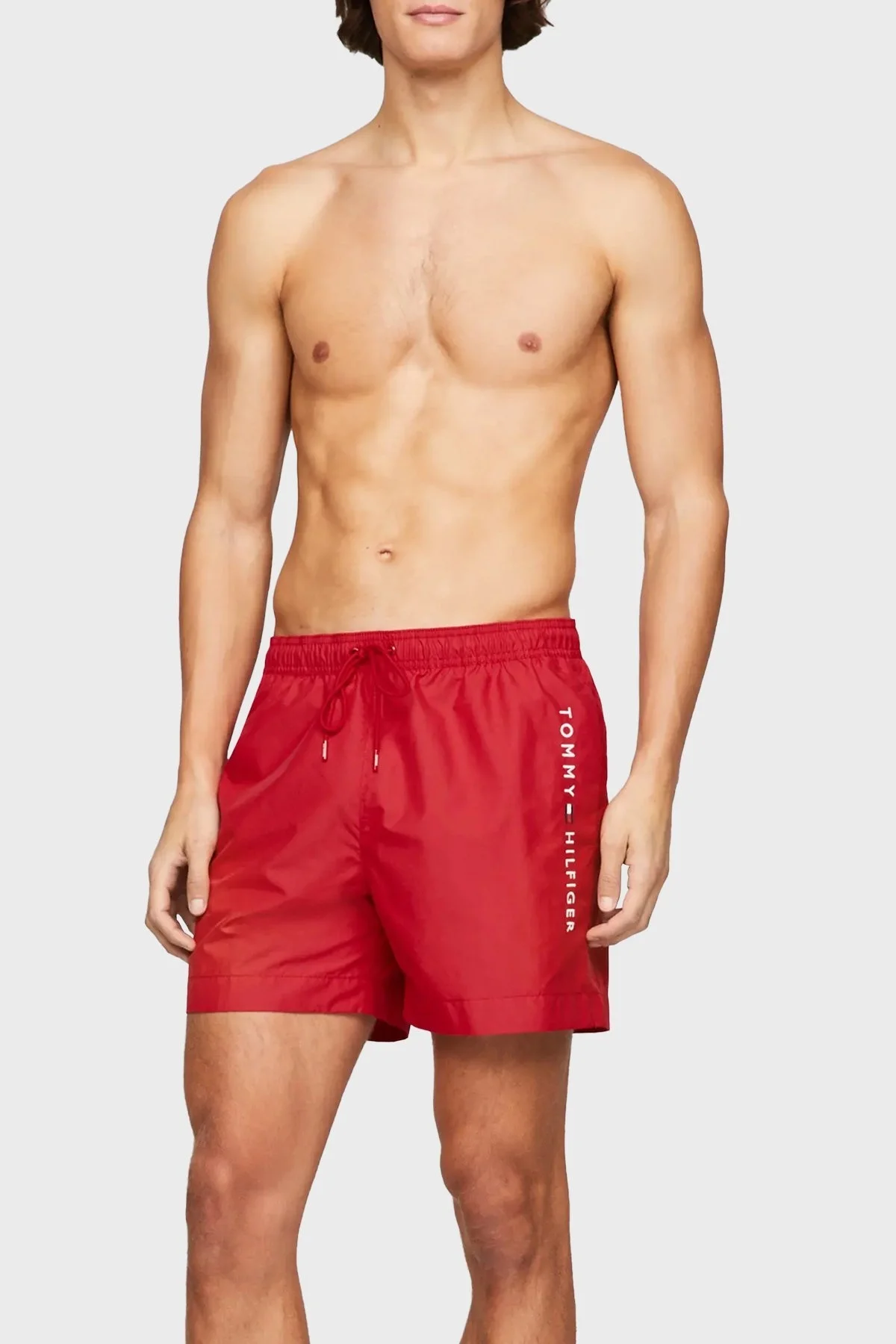 Tommy Hilfiger Logolu Deniz Şortu Belden Bağlamalı Cepli Erkek Mayo Short UM0UM03258 XLG KIRMIZI - 3