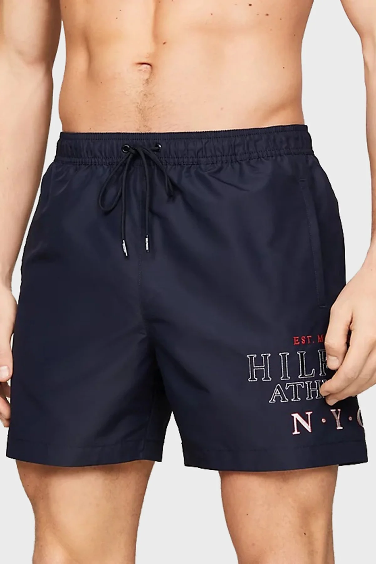 Tommy Hilfiger Logolu Deniz Şortu Belden Bağlamalı Cepli Erkek Mayo Short UM0UM03286 DW5 LACİVERT - 1