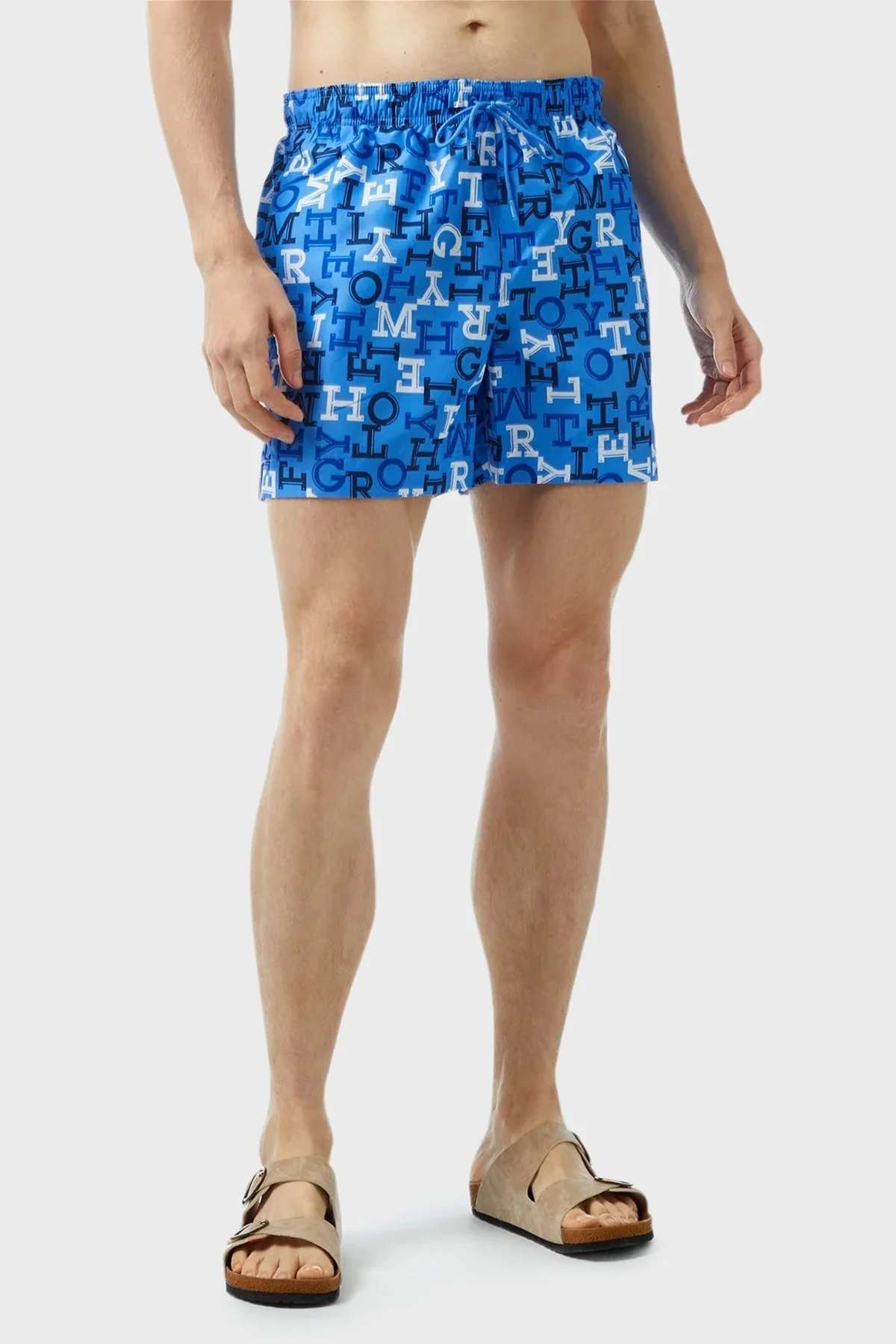 Tommy Hilfiger Logolu Deniz Şortu Belden Bağlamalı Erkek Mayo Short UM0UM03271 0K9 LACİVERT-BEYAZ - 1