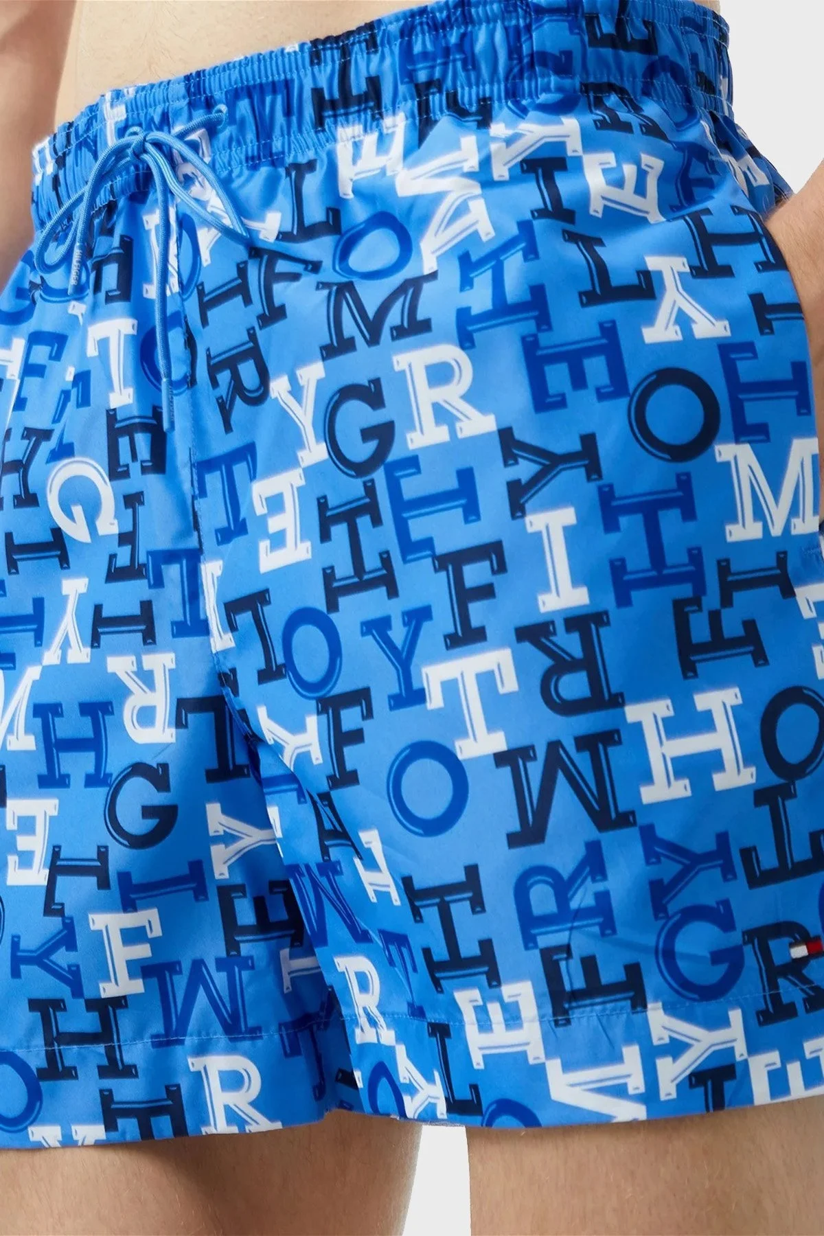 Tommy Hilfiger Logolu Deniz Şortu Belden Bağlamalı Erkek Mayo Short UM0UM03271 0K9 LACİVERT-BEYAZ - 4