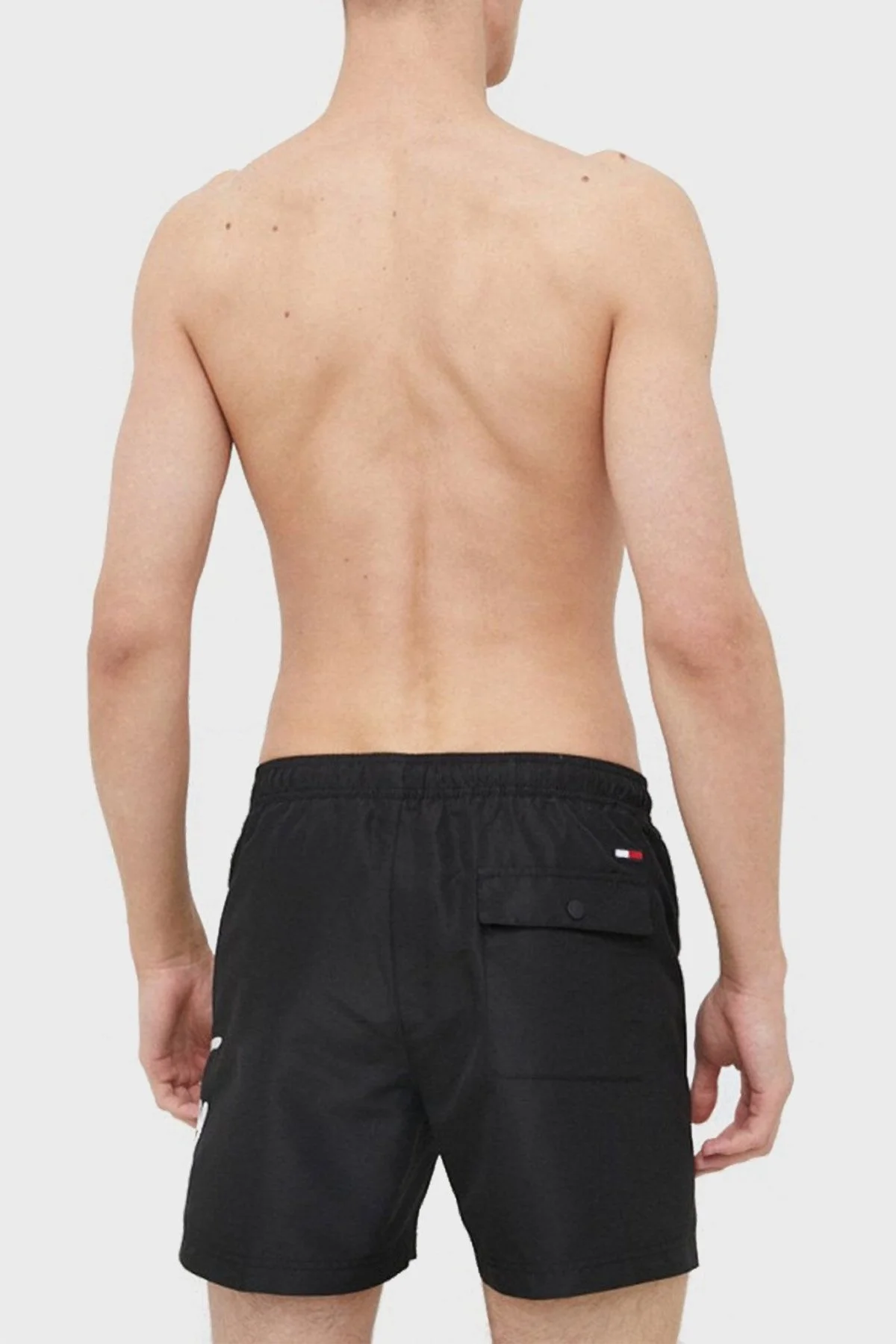 Tommy Hilfiger Logolu Deniz Şortu Belden Bağlamalı Slim Fit Erkek Mayo Short UM0UM02862 BDS SİYAH - 3