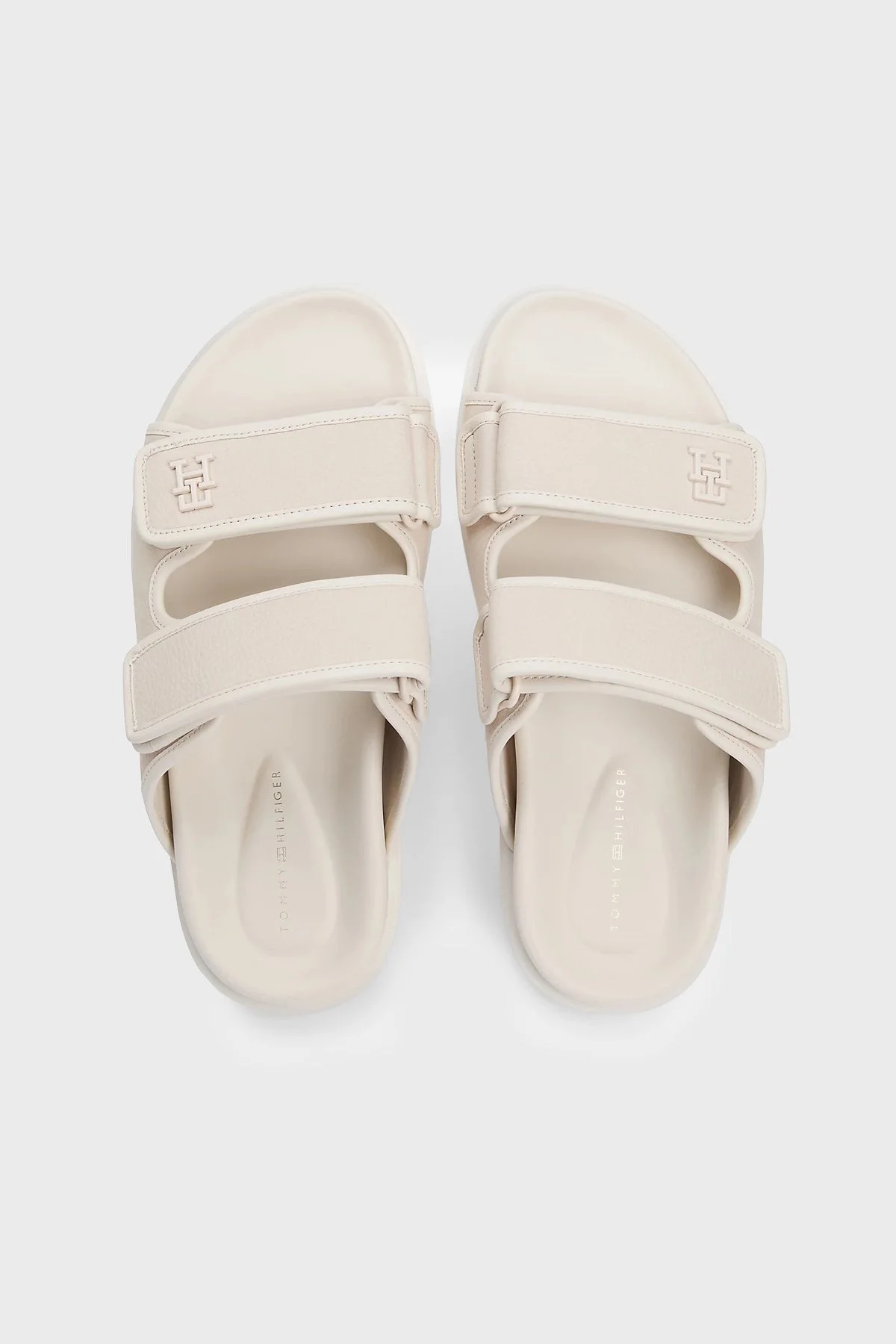 Tommy Hilfiger Logolu Deri Cırt Cırtlı Kadın Sandalet FW0FW09298 AEO BEJ - 4