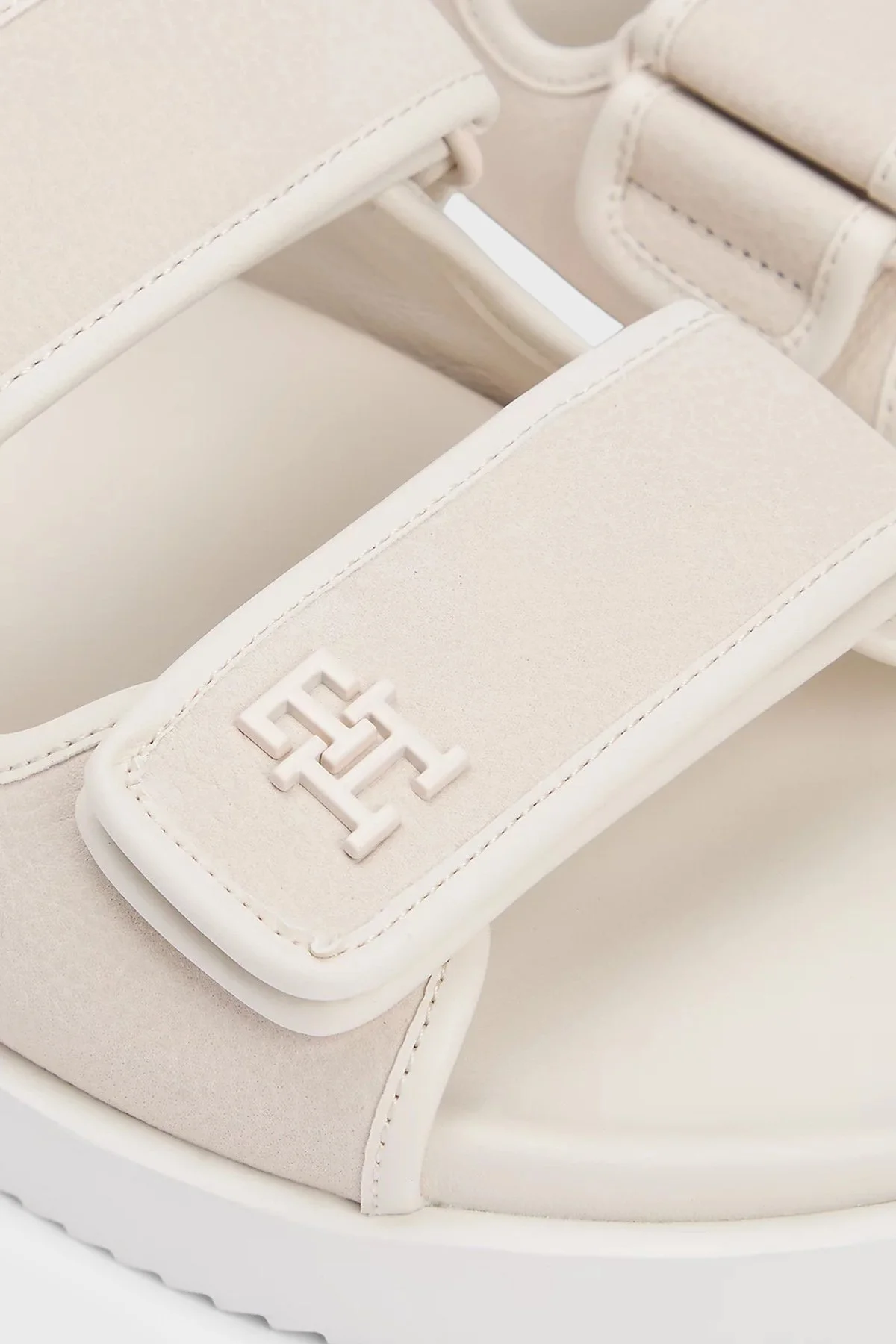 Tommy Hilfiger Logolu Deri Cırt Cırtlı Kadın Sandalet FW0FW09298 AEO BEJ - 7