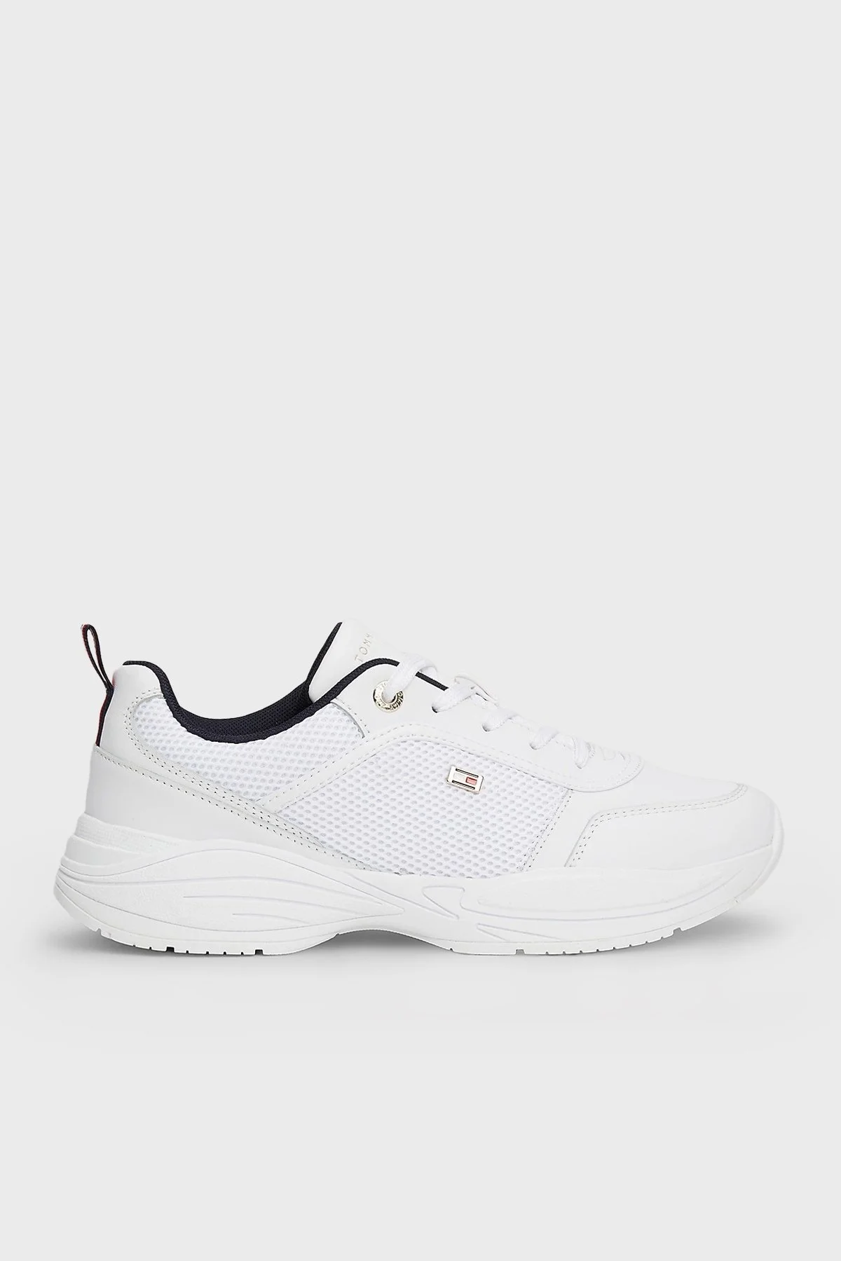 Tommy Hilfiger Logolu Deri Kalın Tabanlı Sneaker Bayan Ayakkabı FW0FW07818 0K5 BEYAZ - 1