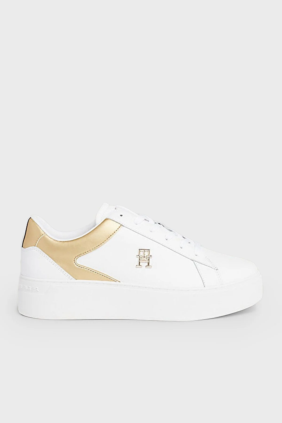 Tommy Hilfiger Logolu Deri Platform Sneaker Bayan Ayakkabı FW0FW08073 0K6 BEYAZ - 1
