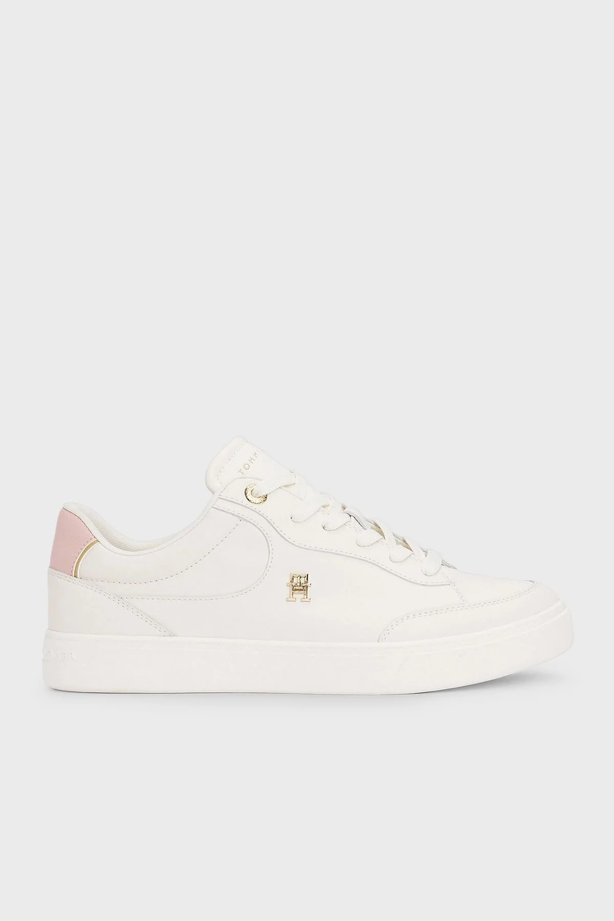 Tommy Hilfiger Logolu Deri Sneaker Bayan Ayakkabı FW0FW08322 YBH BEYAZ - 1