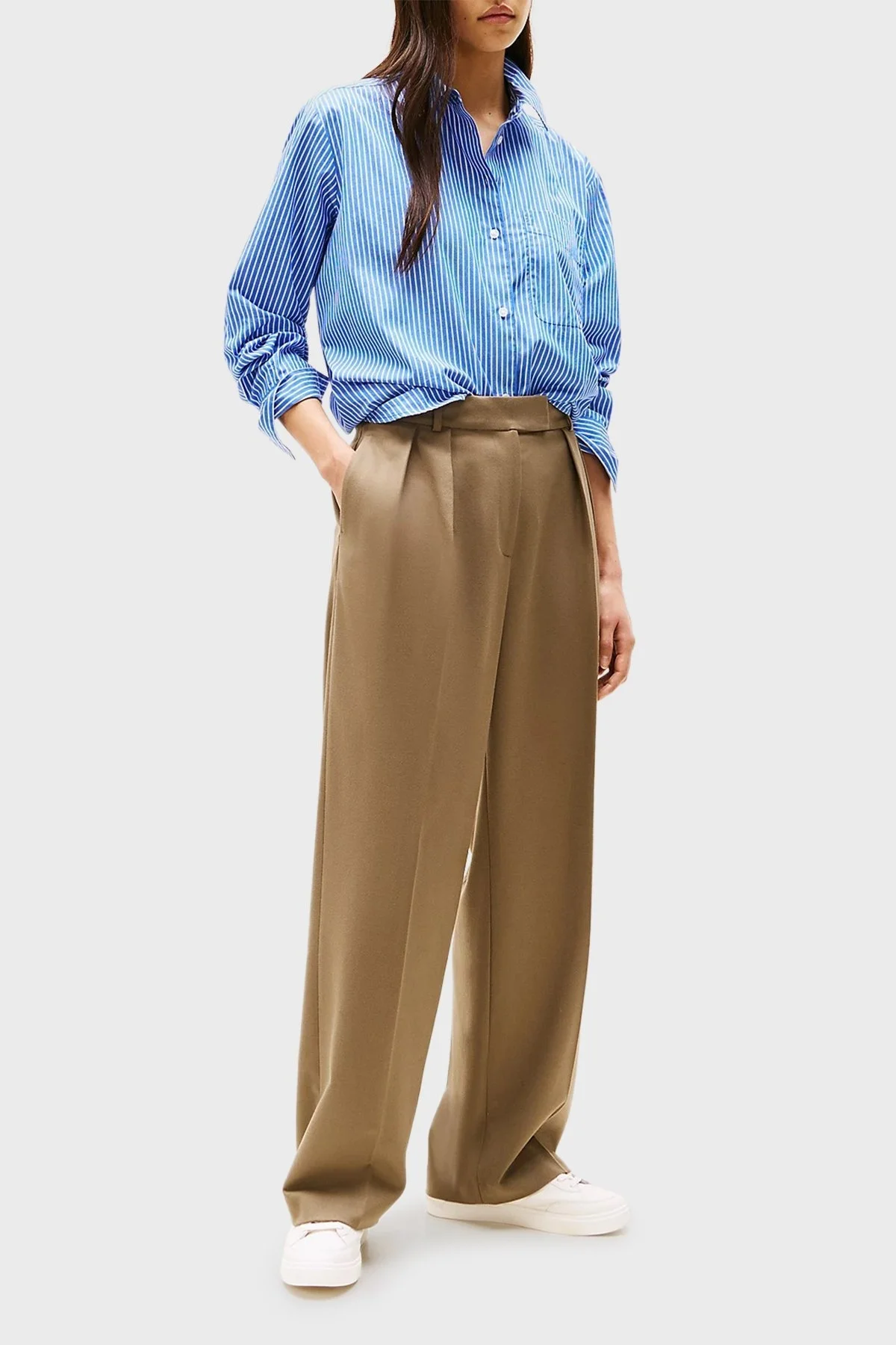 Tommy Hilfiger Logolu Deri Sneaker Bayan Ayakkabı FW0FW08322 YBH BEYAZ - 2