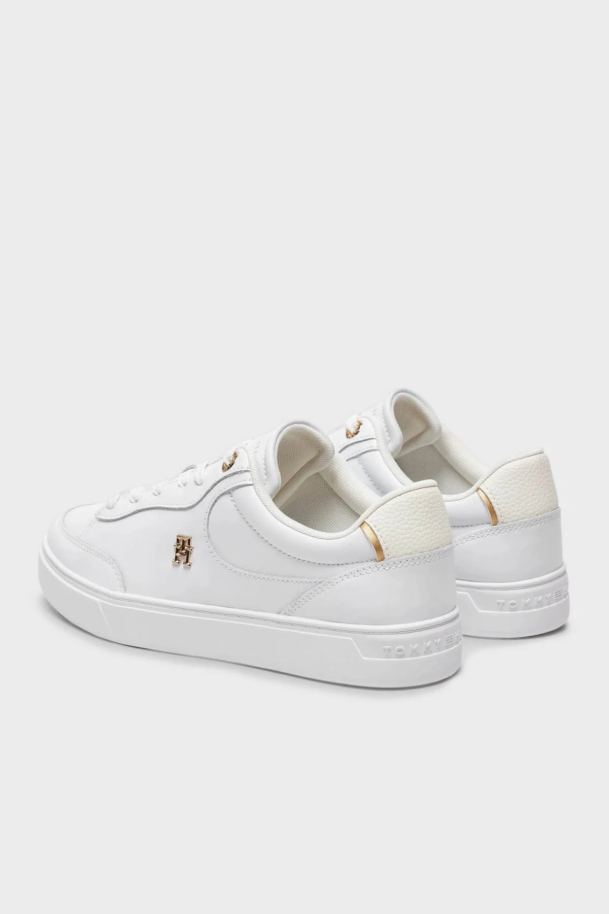 Tommy Hilfiger Logolu Deri Sneaker Bayan Ayakkabı FW0FW08322 YBS BEYAZ - 4