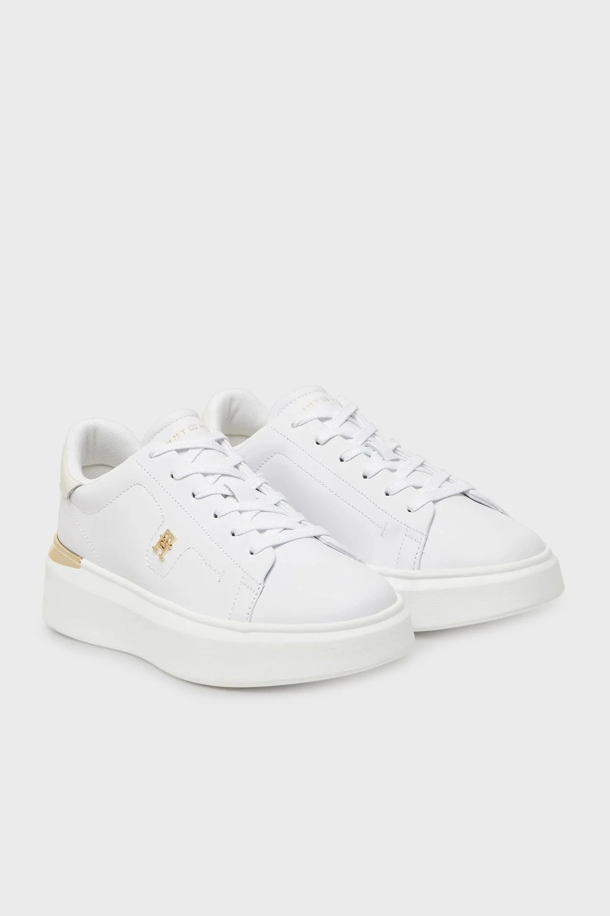 Tommy Hilfiger Logolu Deri Sneaker Bayan Ayakkabı FW0FW08631 YBS BEYAZ - 8