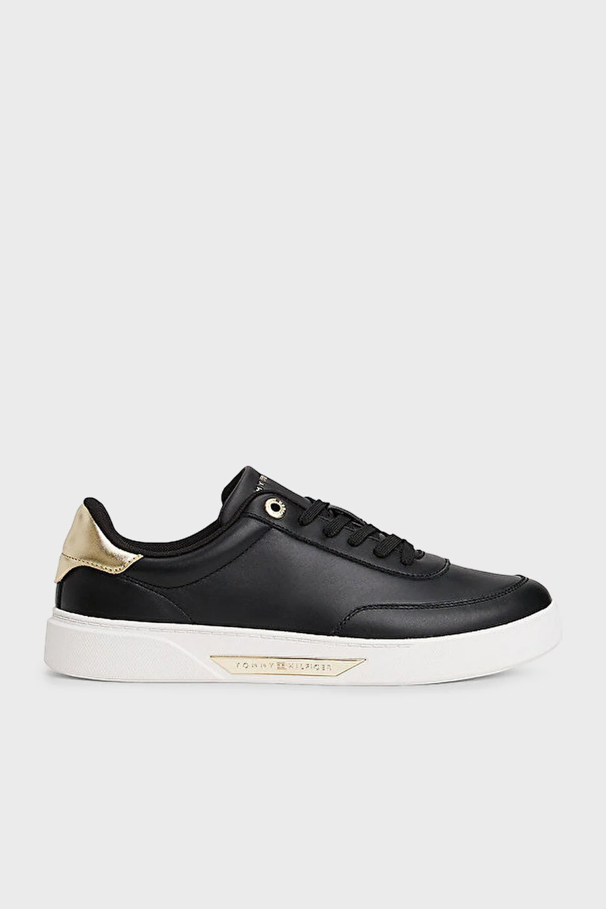 Tommy Hilfiger Logolu Deri Sneaker Kadın Ayakkabı FW0FW08682 BDS SİYAH - 1