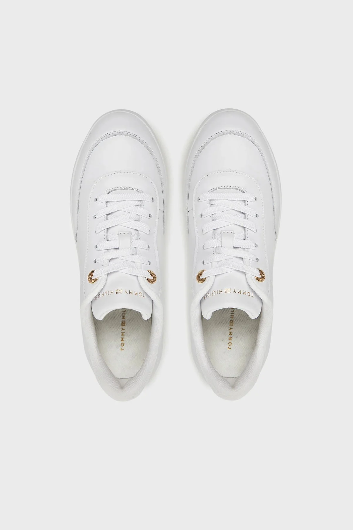 Tommy Hilfiger Logolu Deri Sneaker Kadın Ayakkabı FW0FW08682 YBS BEYAZ - 4
