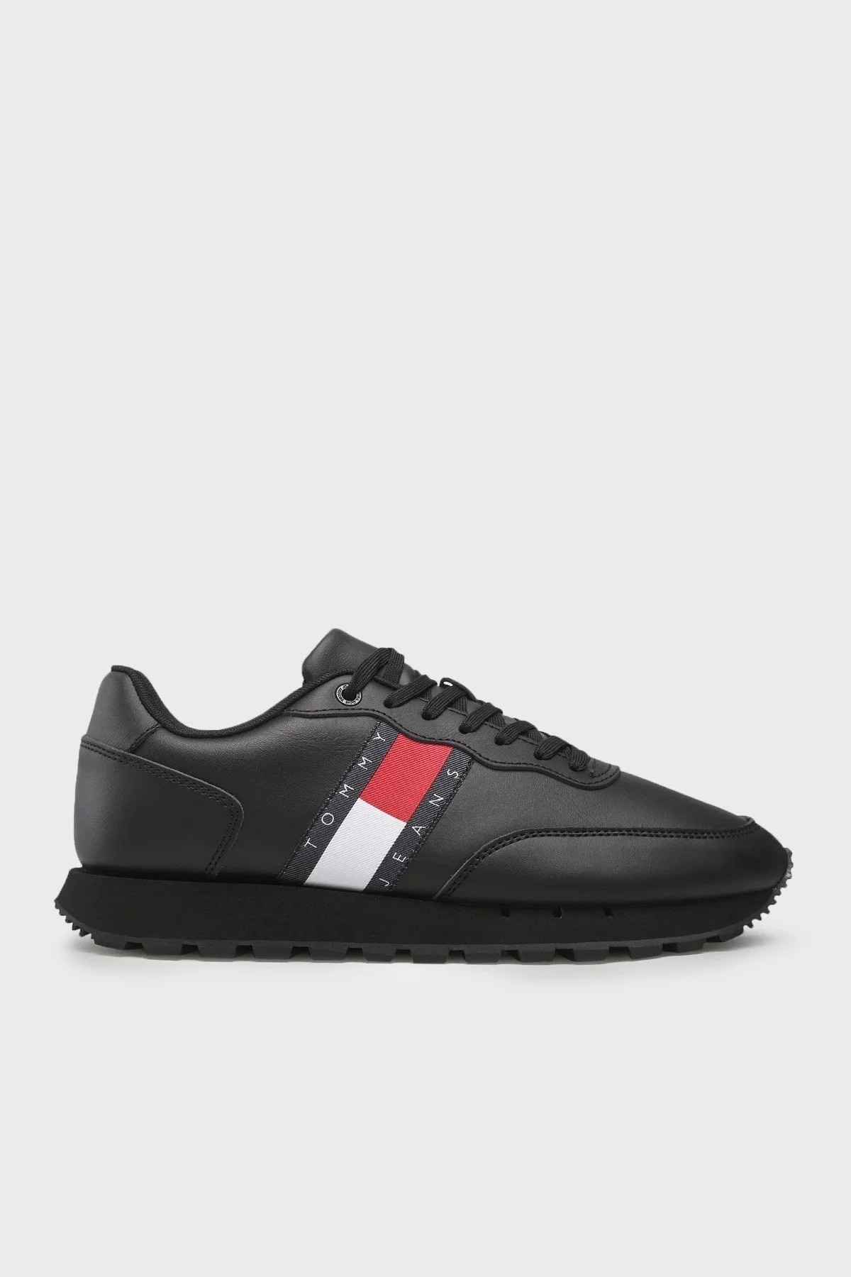 Tommy Hilfiger Logolu Deri Sneaker Erkek Ayakkabı EM0EM00898 0GK SİYAH - 1