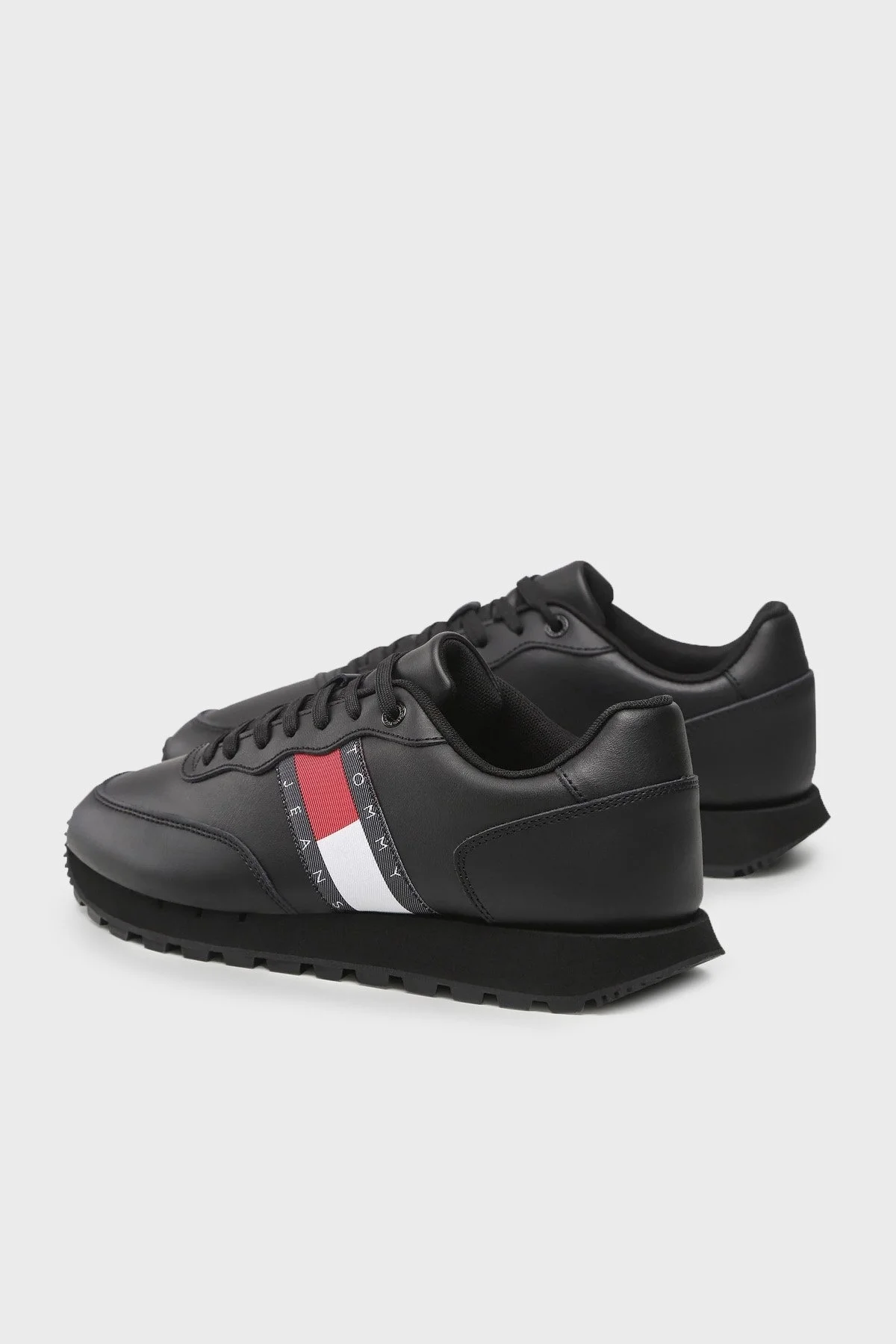 Tommy Hilfiger Logolu Deri Sneaker Erkek Ayakkabı EM0EM00898 0GK SİYAH - 3