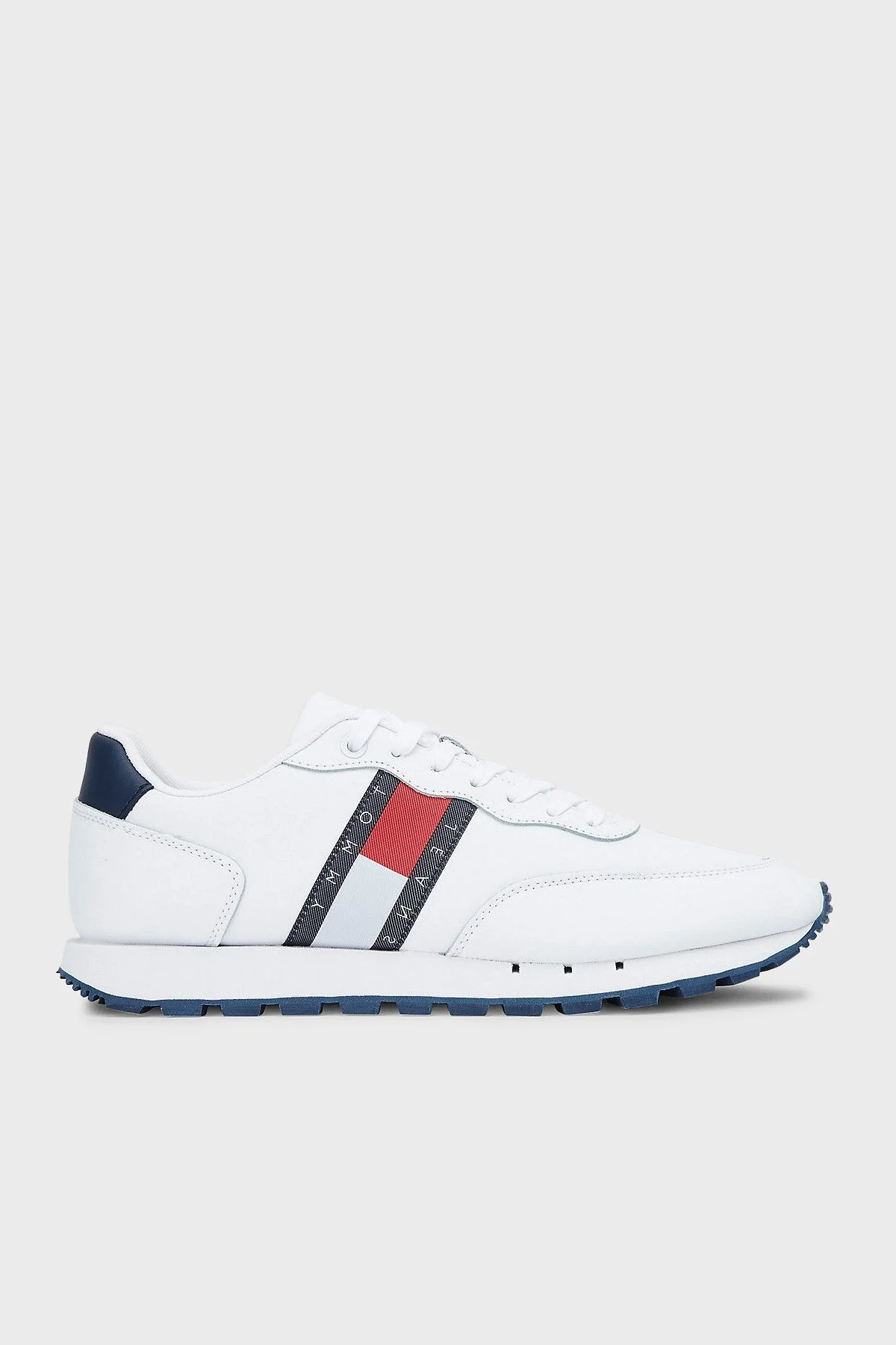 Tommy Hilfiger Logolu Deri Sneaker Erkek Ayakkabı EM0EM00898 YBR BEYAZ - 1