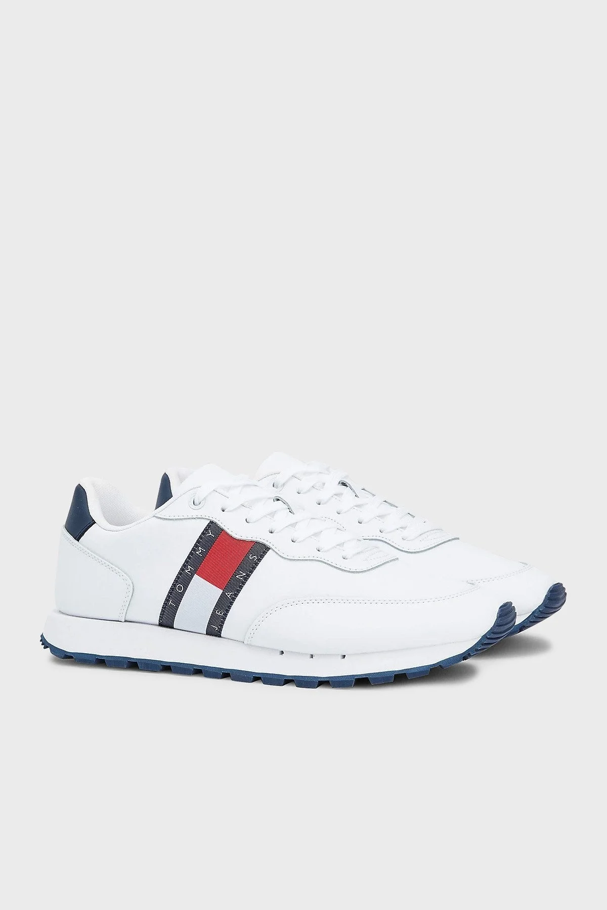 Tommy Hilfiger Logolu Deri Sneaker Erkek Ayakkabı EM0EM00898 YBR BEYAZ - 2