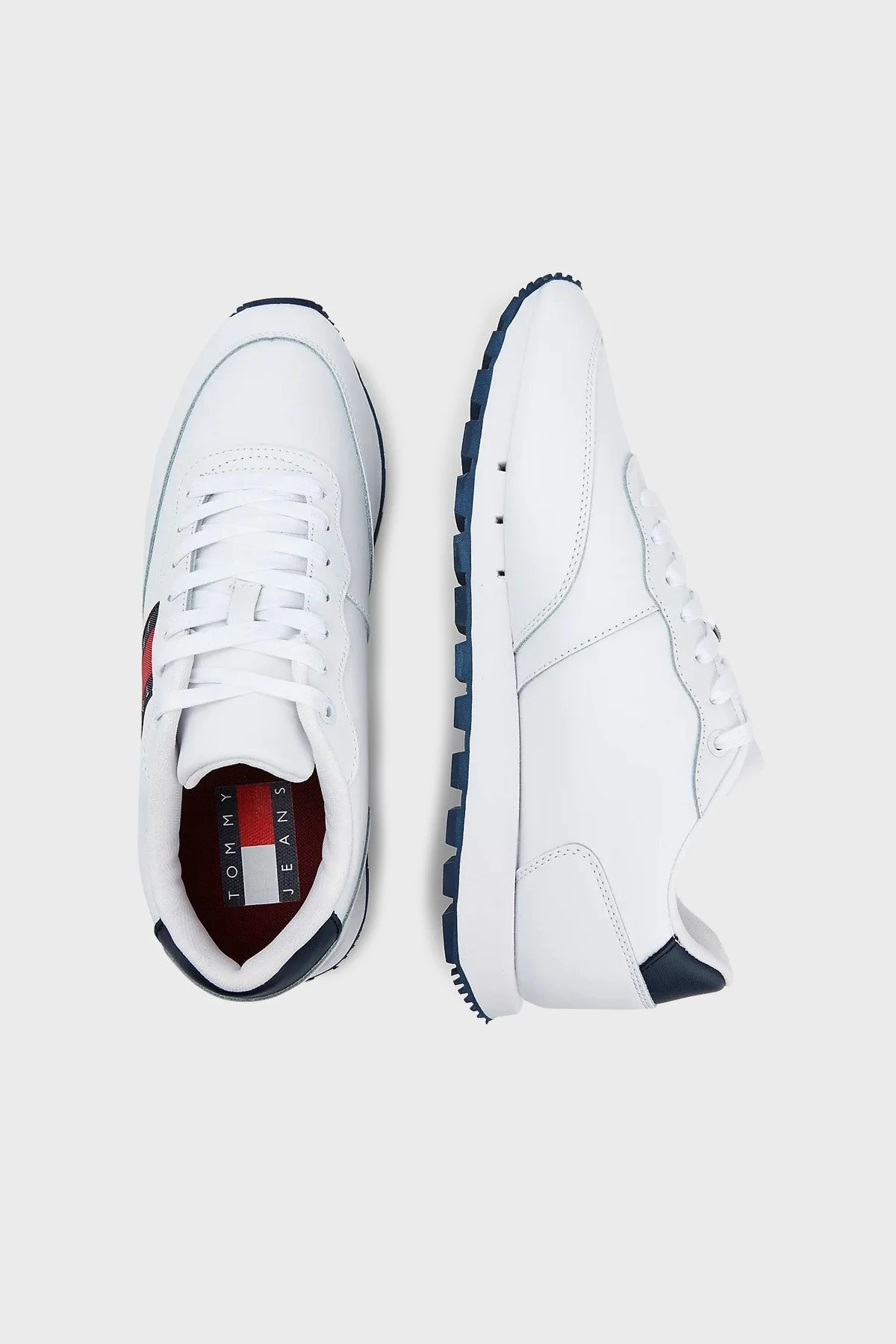 Tommy Hilfiger Logolu Deri Sneaker Erkek Ayakkabı EM0EM00898 YBR BEYAZ - 4