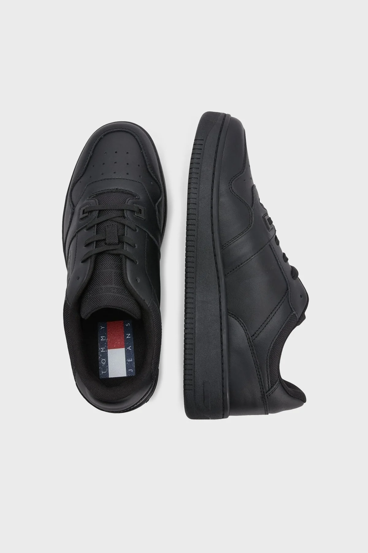 Tommy Hilfiger Logolu Deri Sneaker Erkek Ayakkabı EM0EM00955 0GK SİYAH - 5