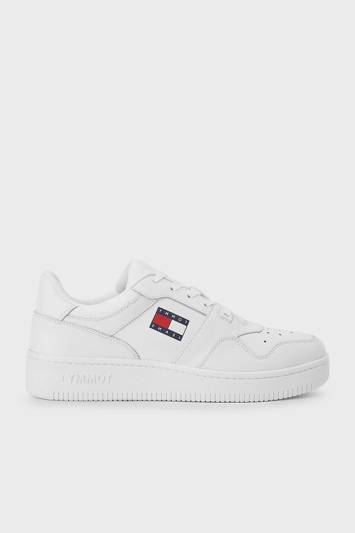 Tommy Hilfiger Logolu Deri Sneaker Erkek Ayakkabı EM0EM00955 YBR BEYAZ - 1