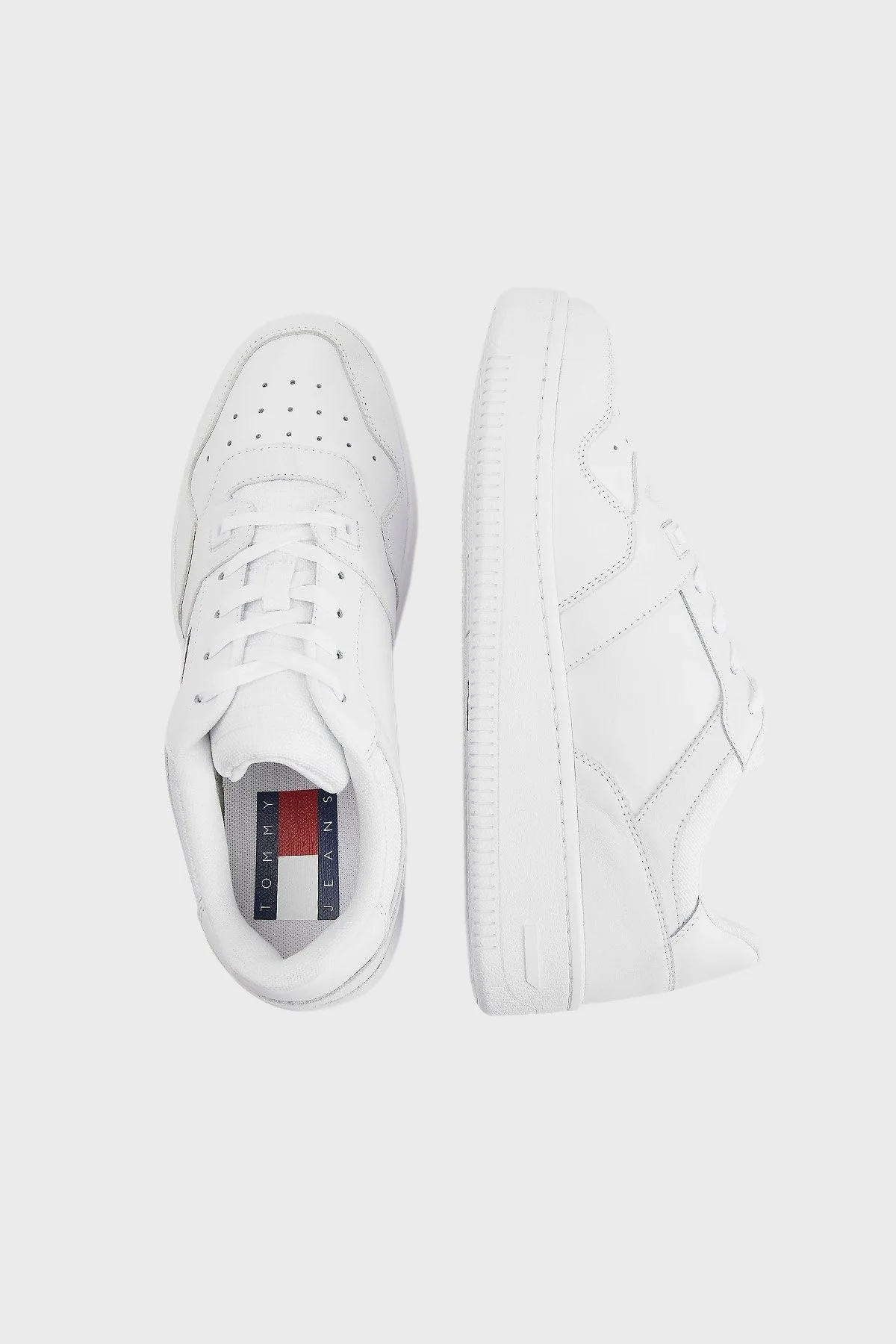 Tommy Hilfiger Logolu Deri Sneaker Erkek Ayakkabı EM0EM00955 YBR BEYAZ - 4